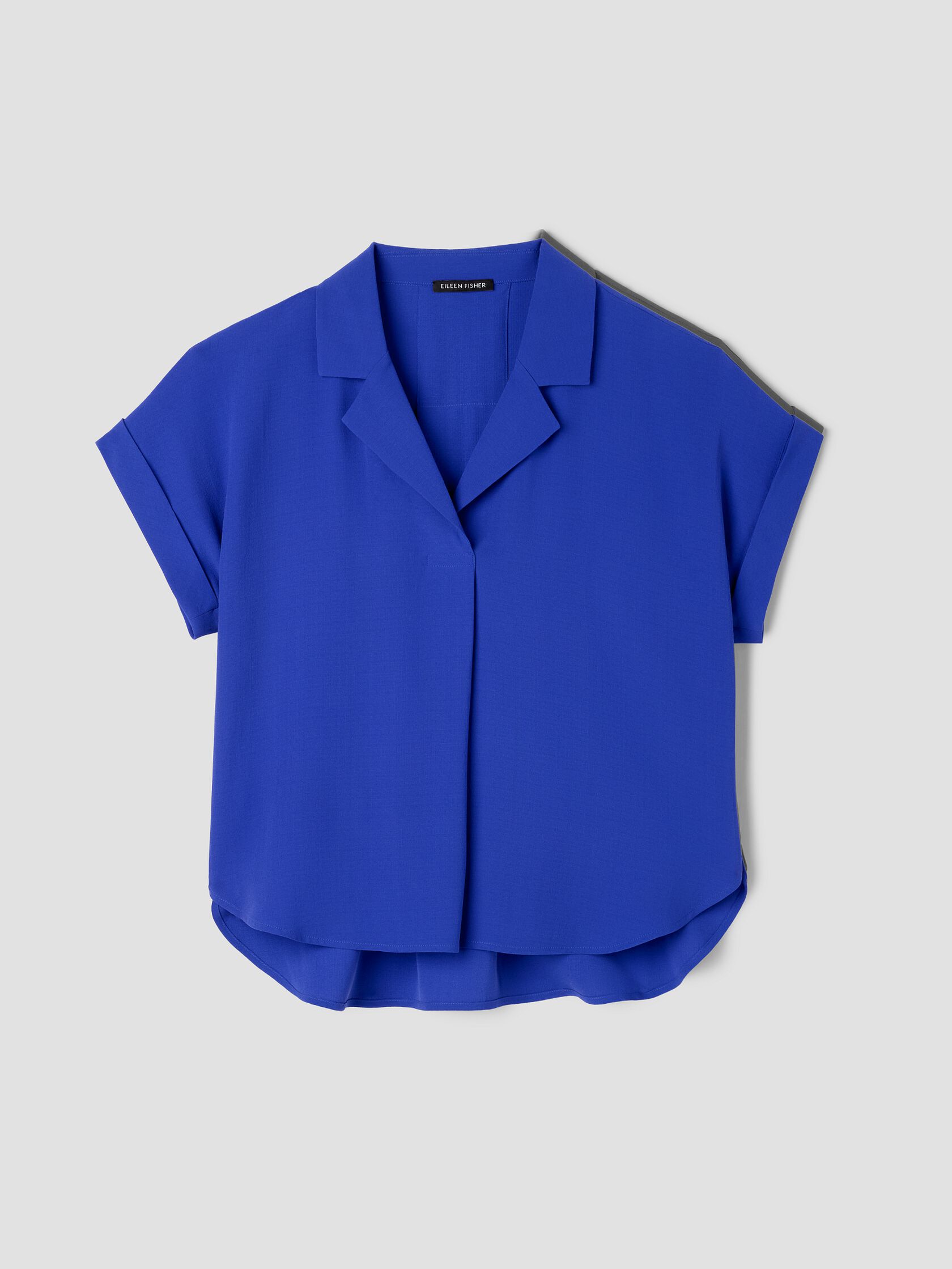 Silk Georgette Crepe Notch Collar Top
