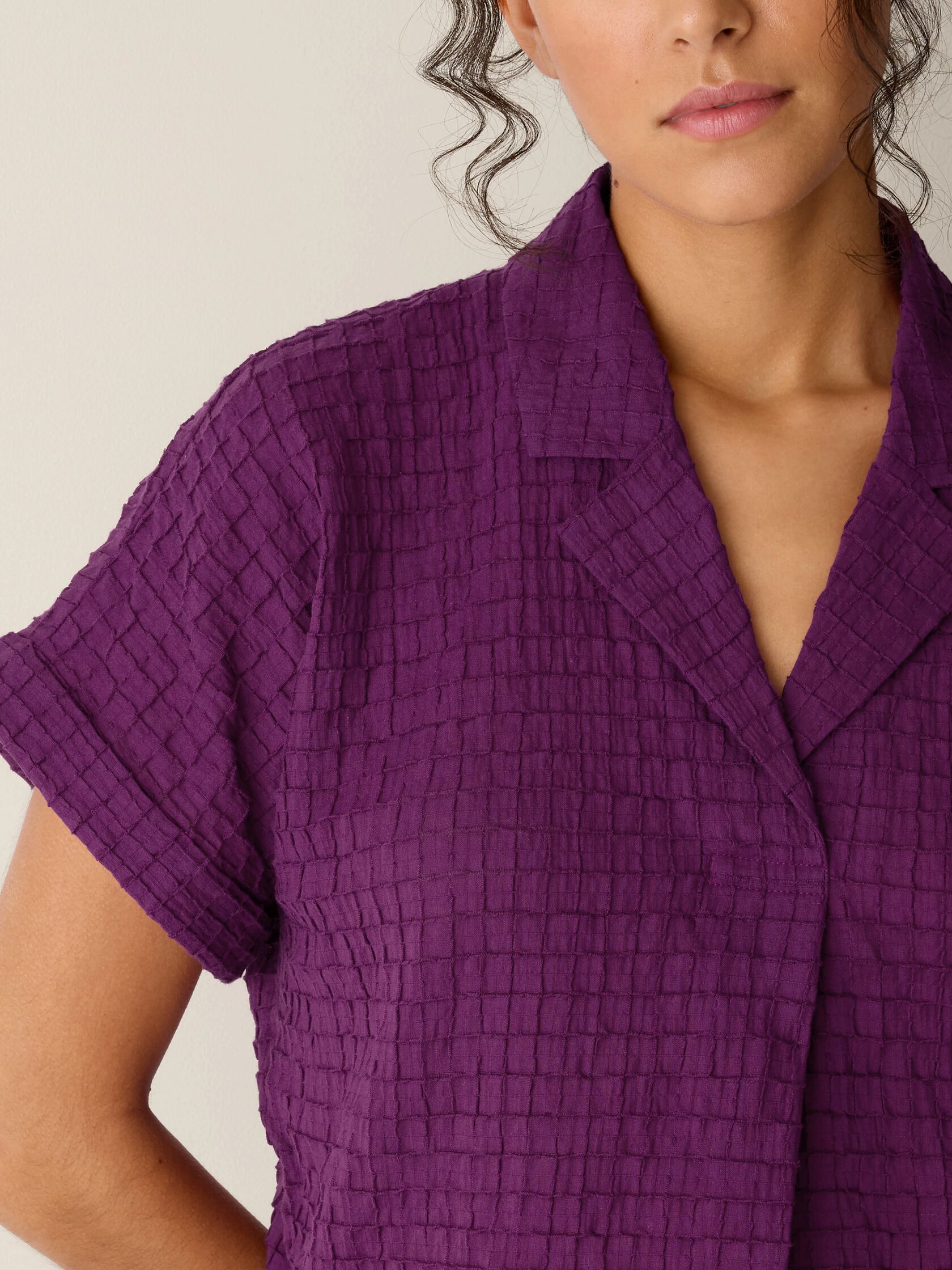 Organic Cotton Voile Box Notch Collar Shirt