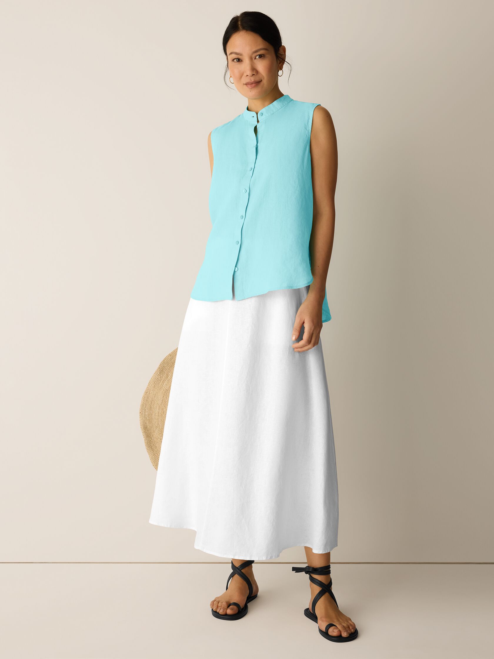 Organic Handkerchief Linen Sleeveless Shirt