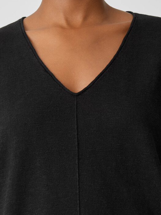 Organic Cotton Linen Slub V-Neck Top