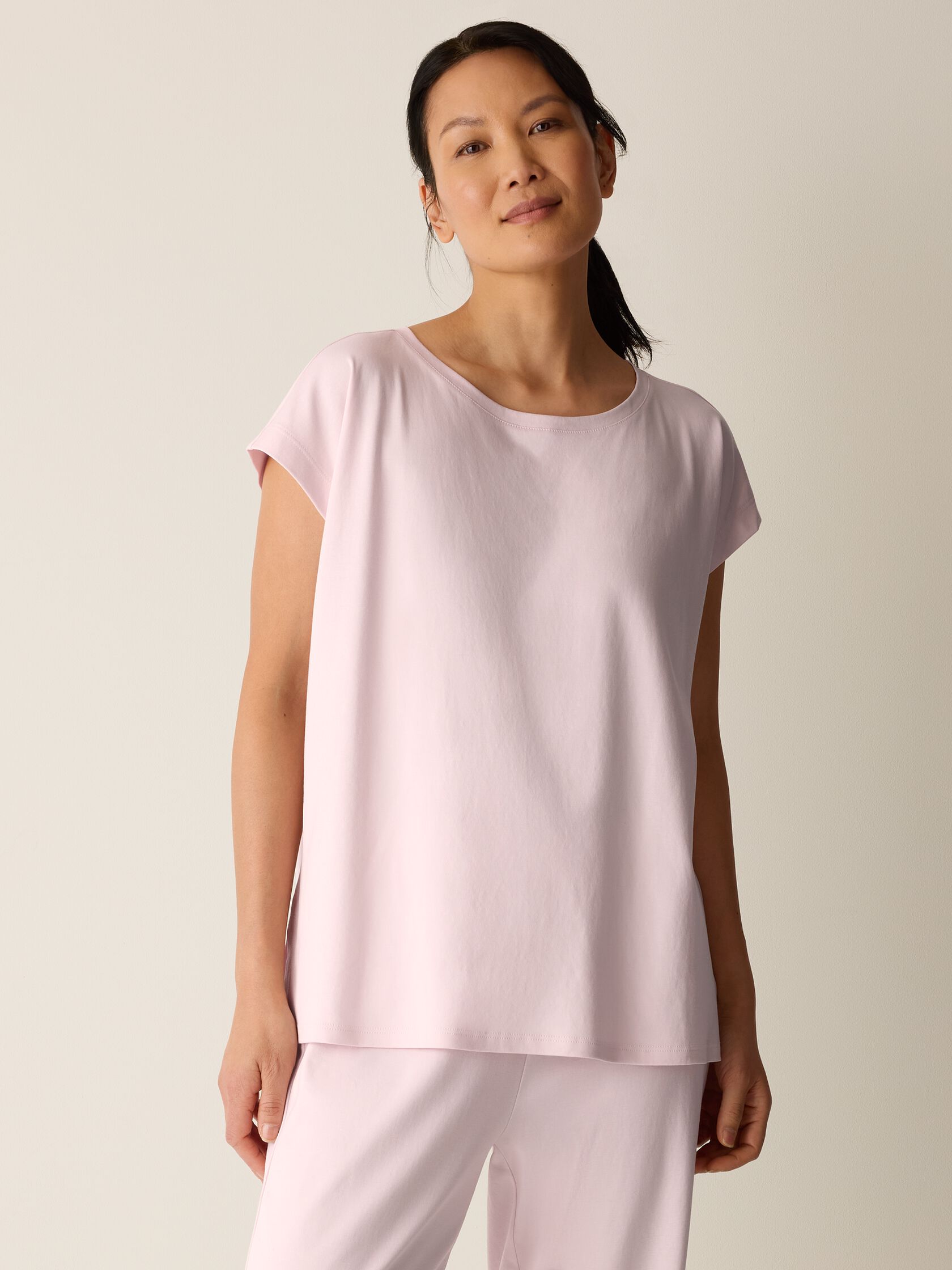 Organic Cotton Interlock Jewel Neck Sleep Tee