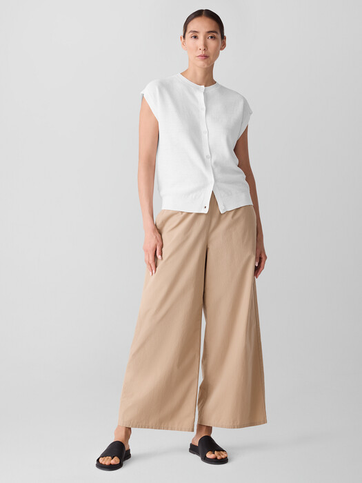 Washed Organic Cotton Poplin Wide-Leg Pant