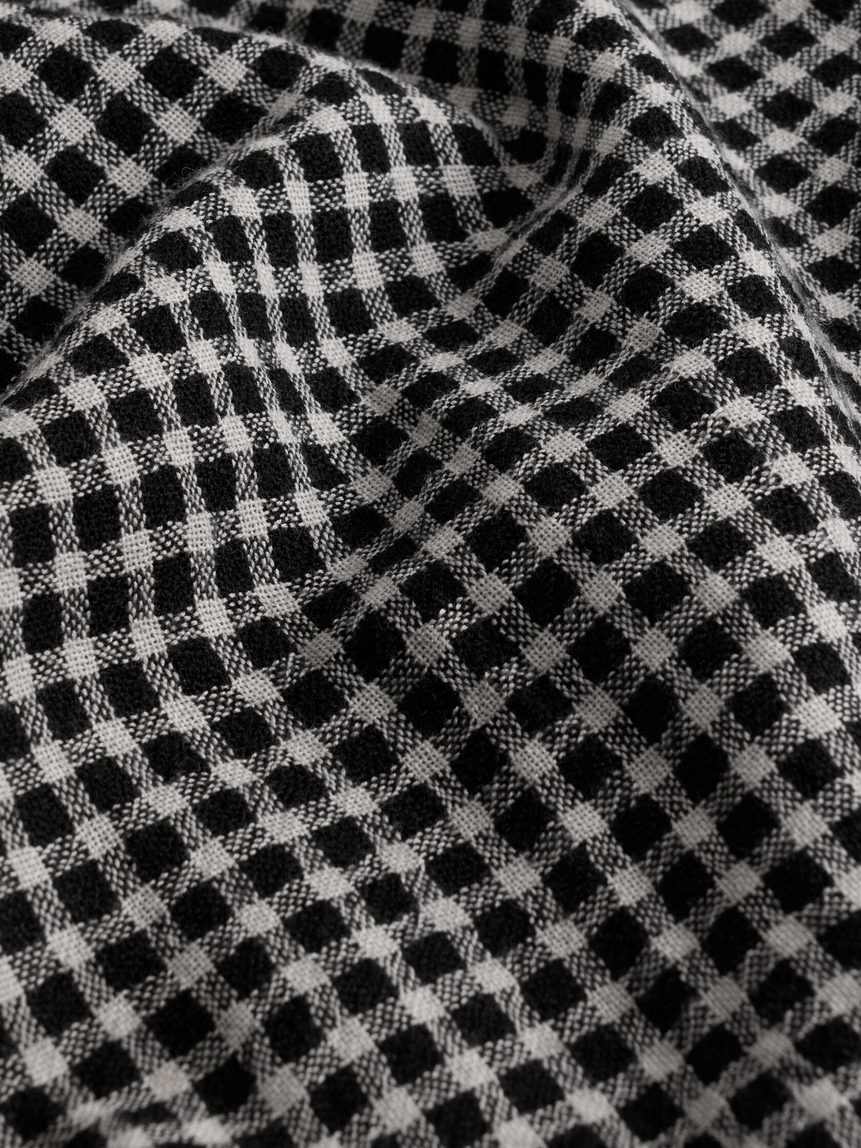 Wool Cotton Check Classic Collar Long Shirt