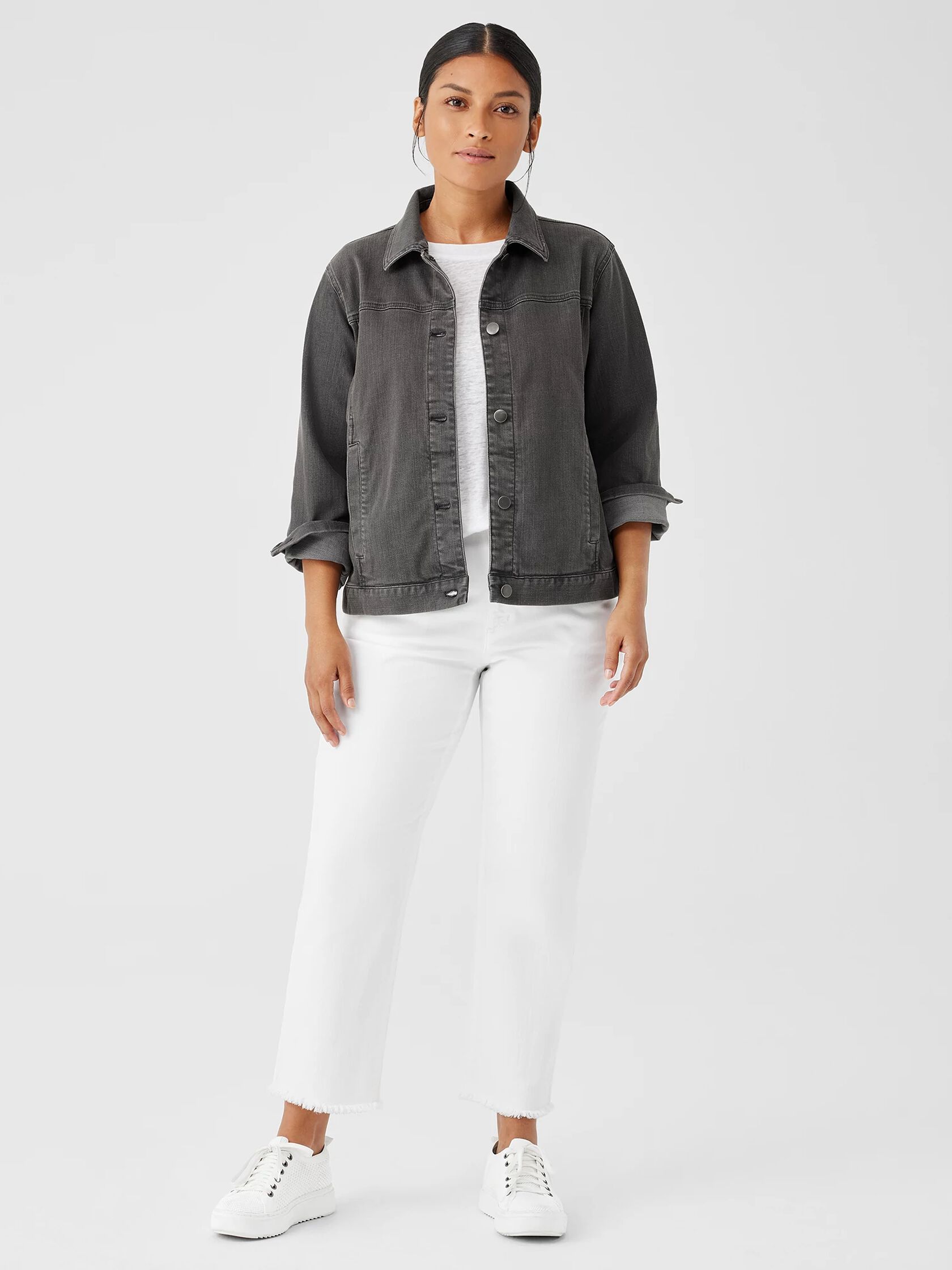 Organic Cotton Stretch Classic Collar | Jacket EILEEN FISHER