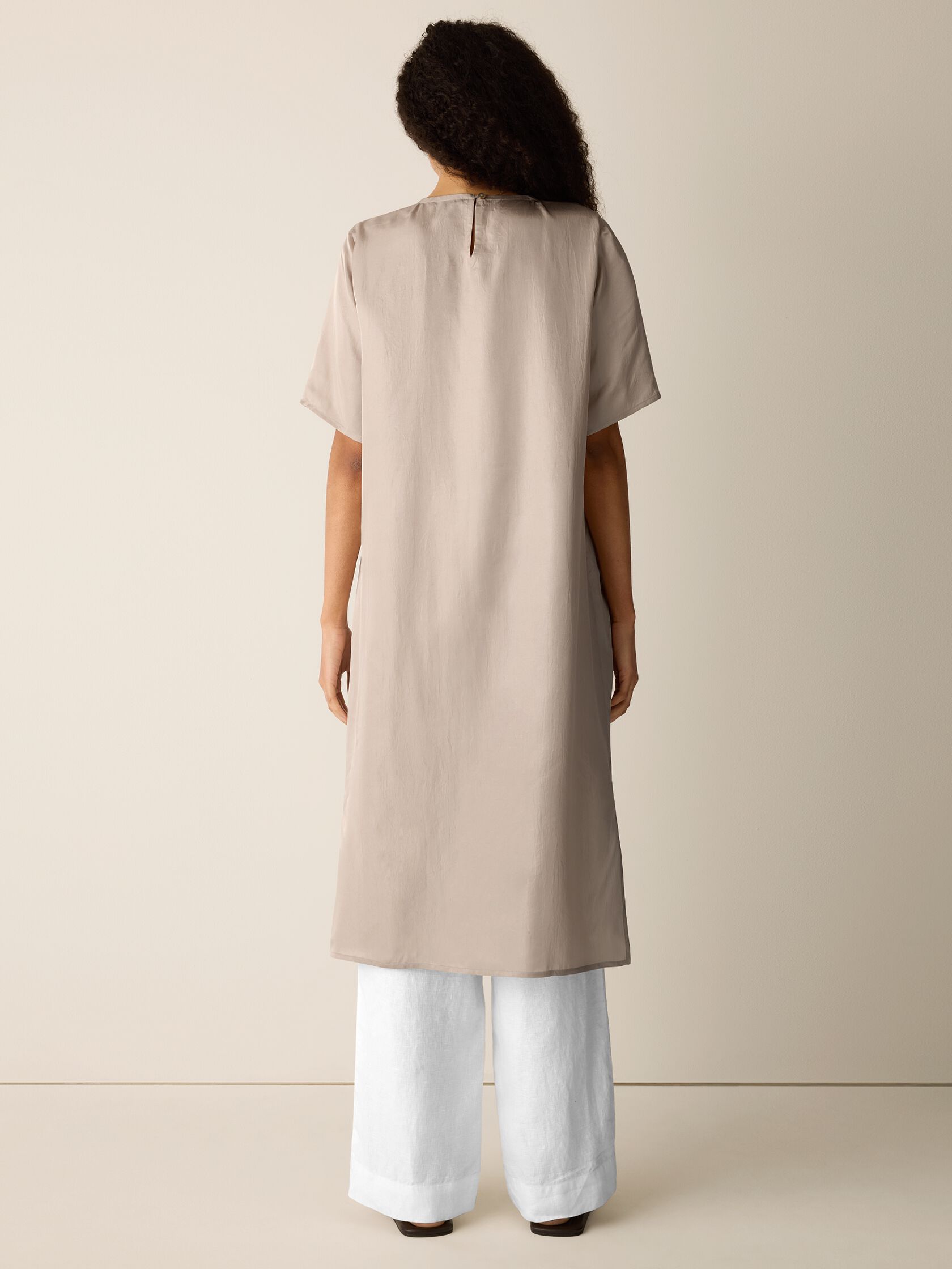 Lightweight Satin Shimmer Tee Dress