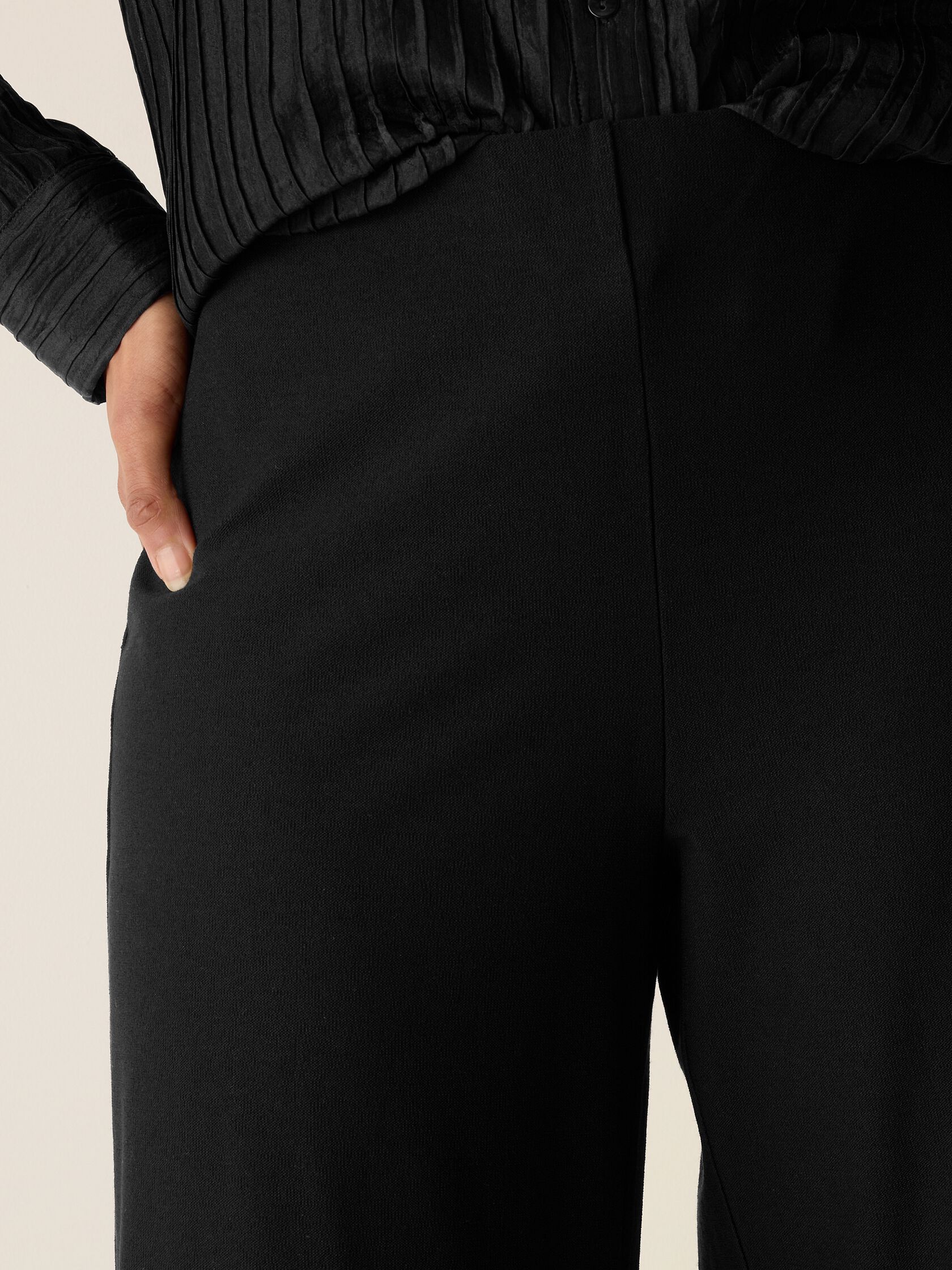 Washable Stretch Crepe Wide-Leg Pant