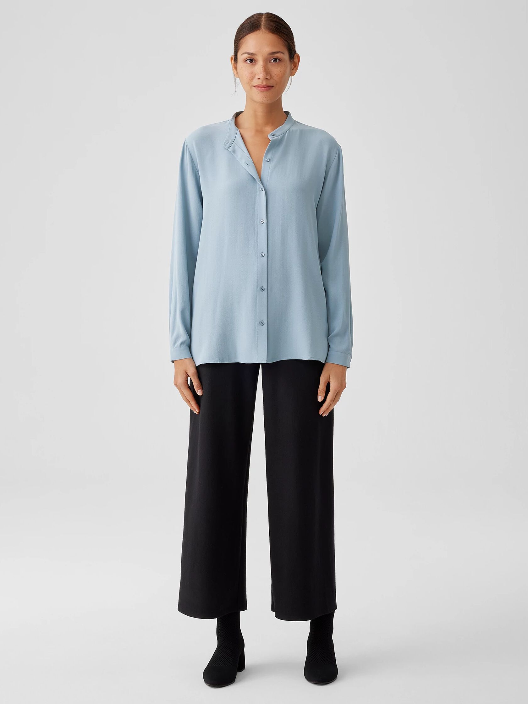 Boiled Wool Jersey Wide-Leg Pant