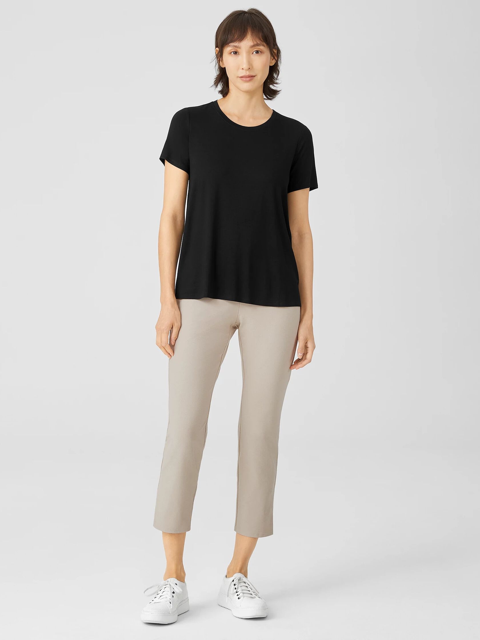 Washable Stretch Crepe Pant with Slits