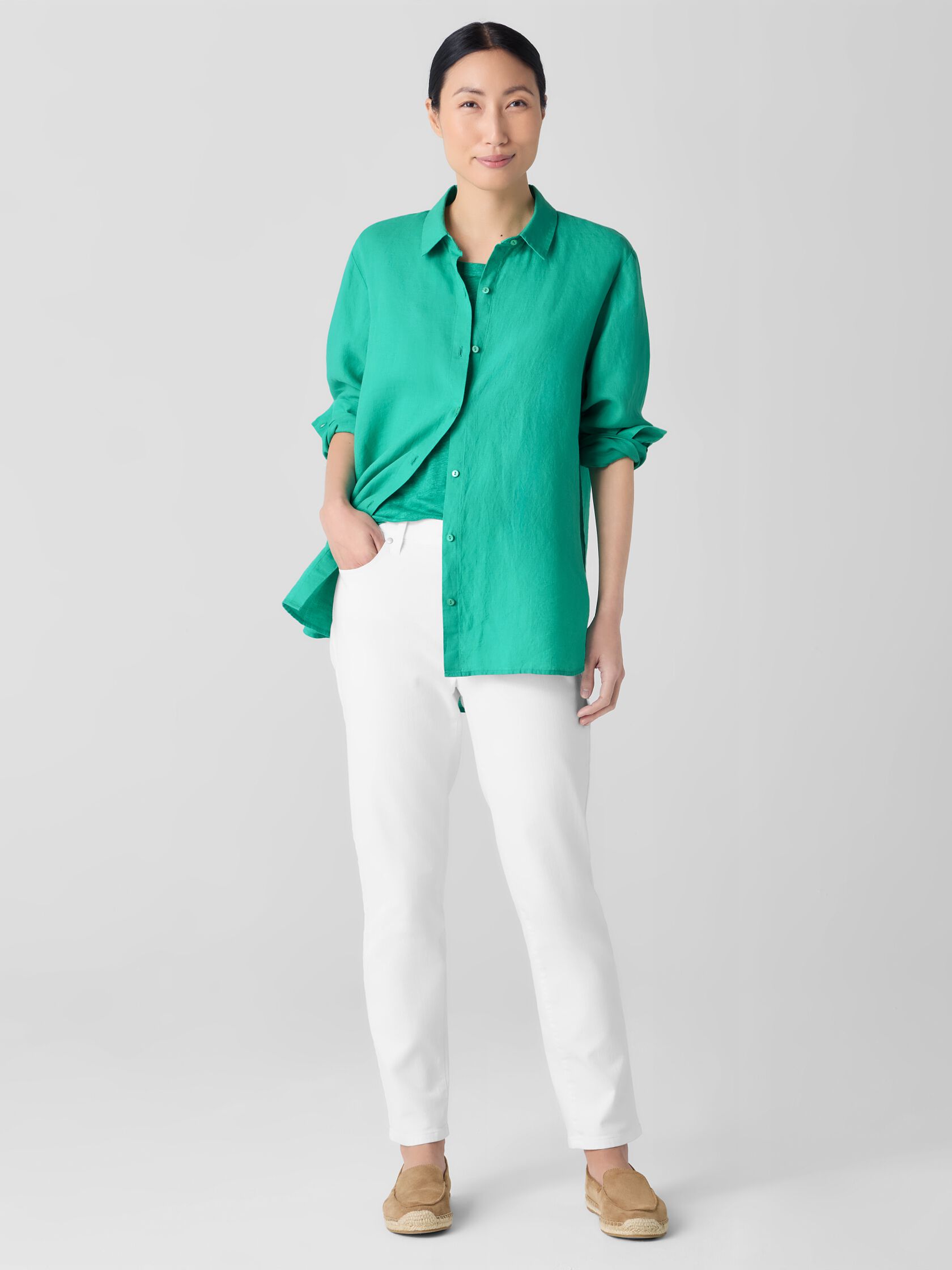 Organic Handkerchief Linen Classic Collar Shirt