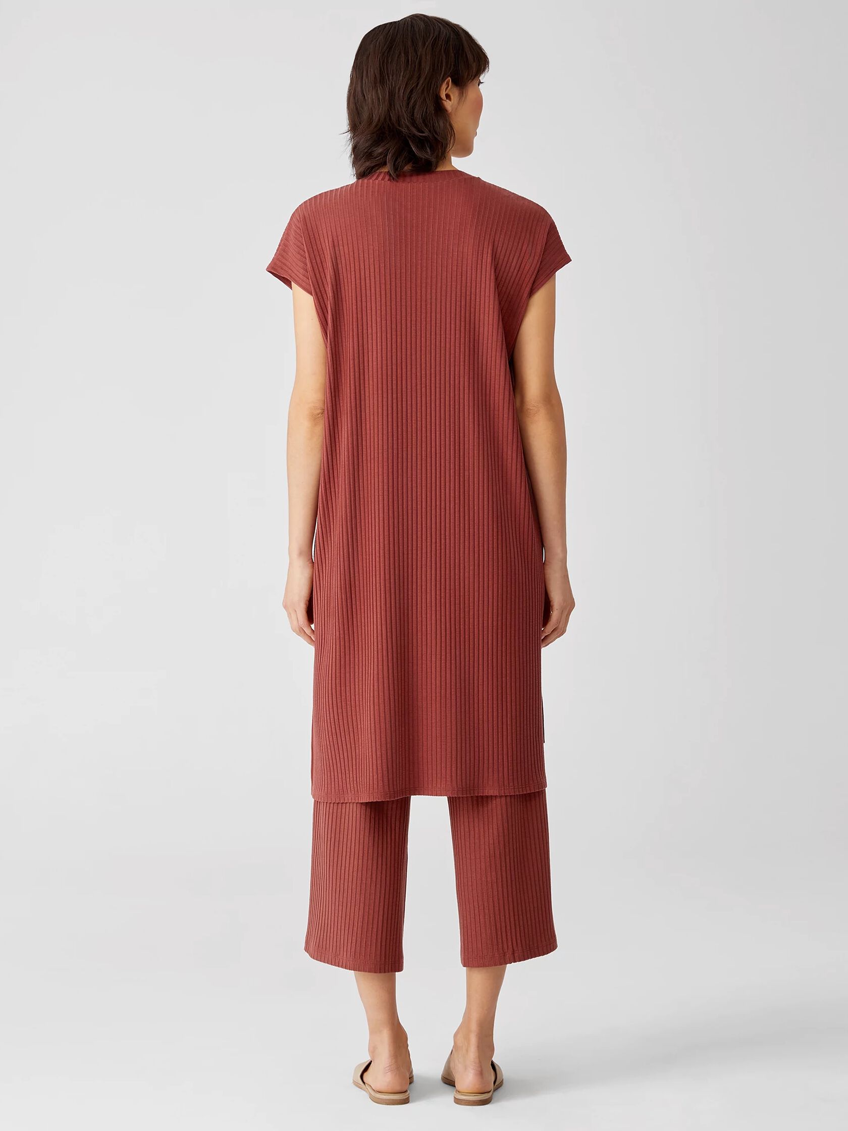 Textured Stretch Rib Crew Neck Dress