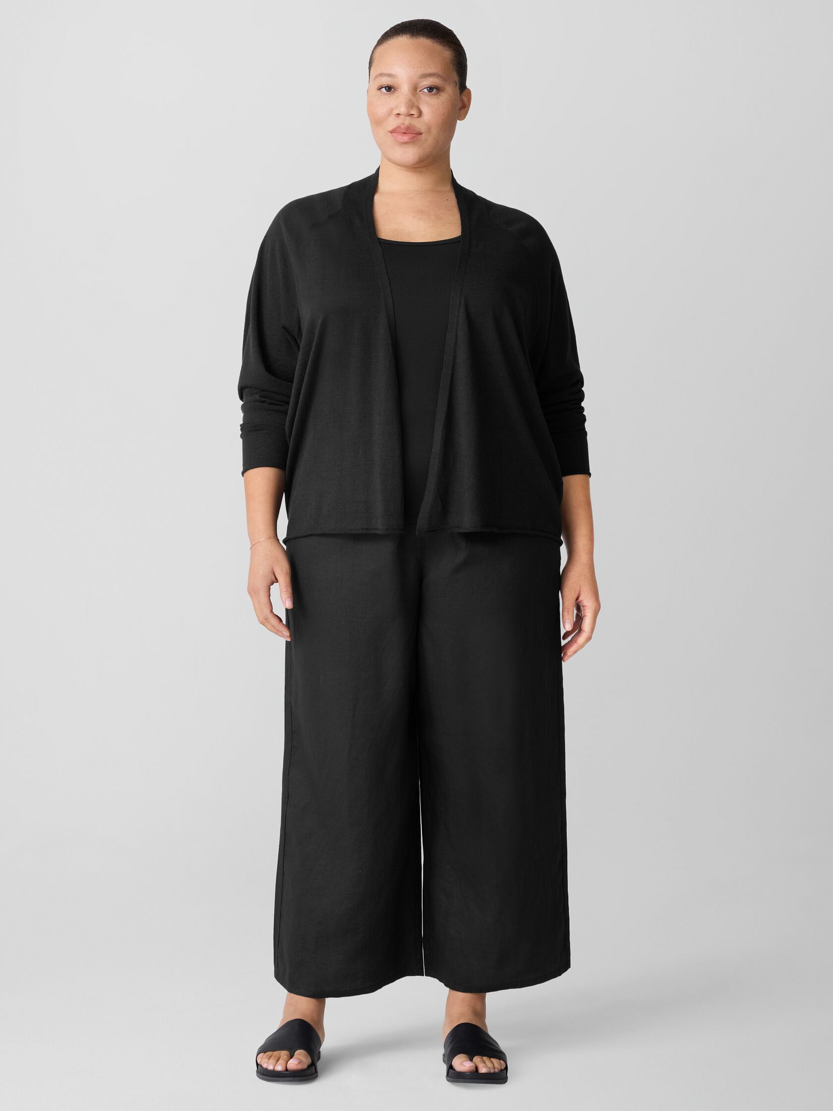 Organic Linen Cotton High Collar Cardigan