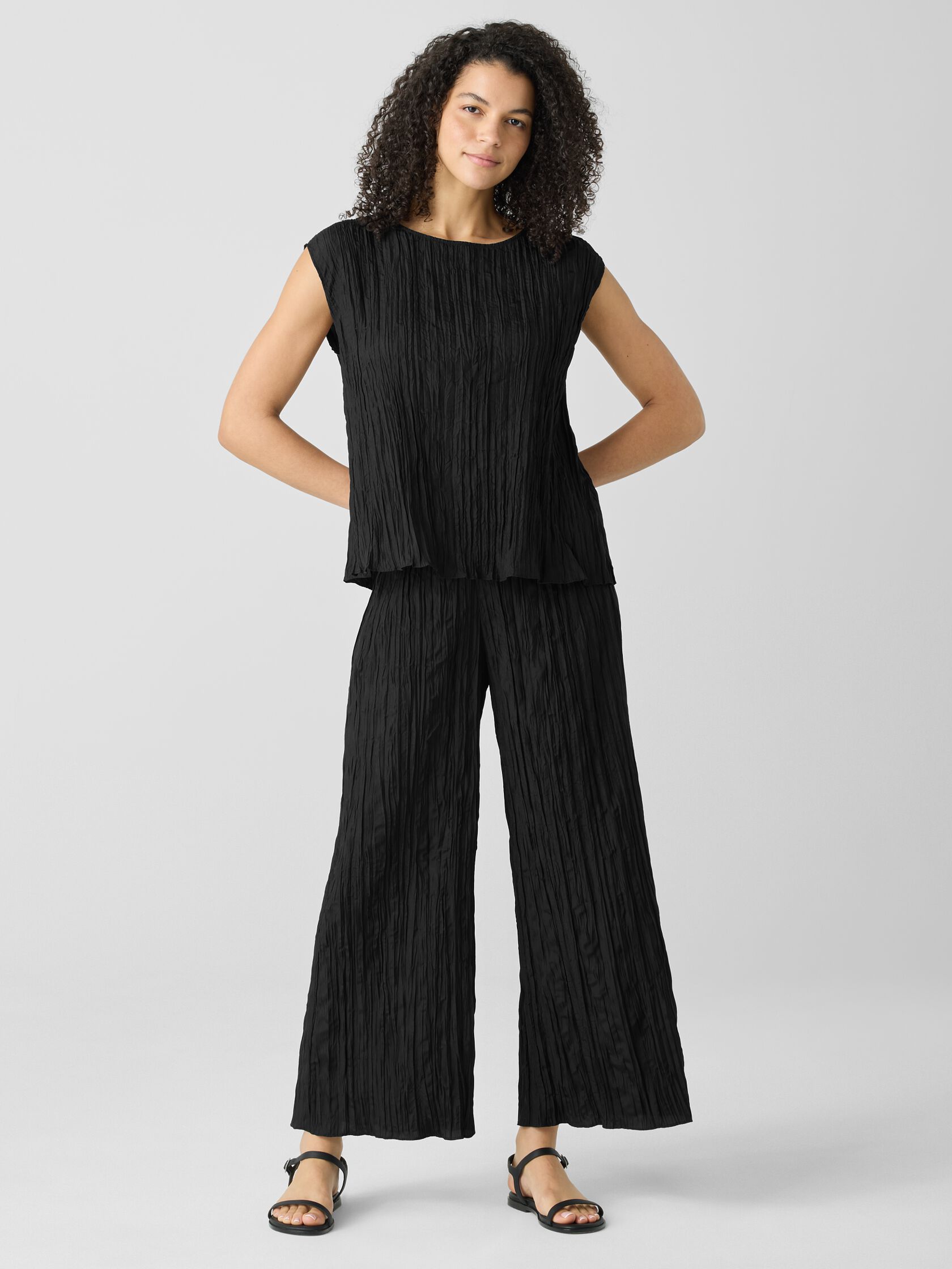 Crushed Silk Ballet Neck Top