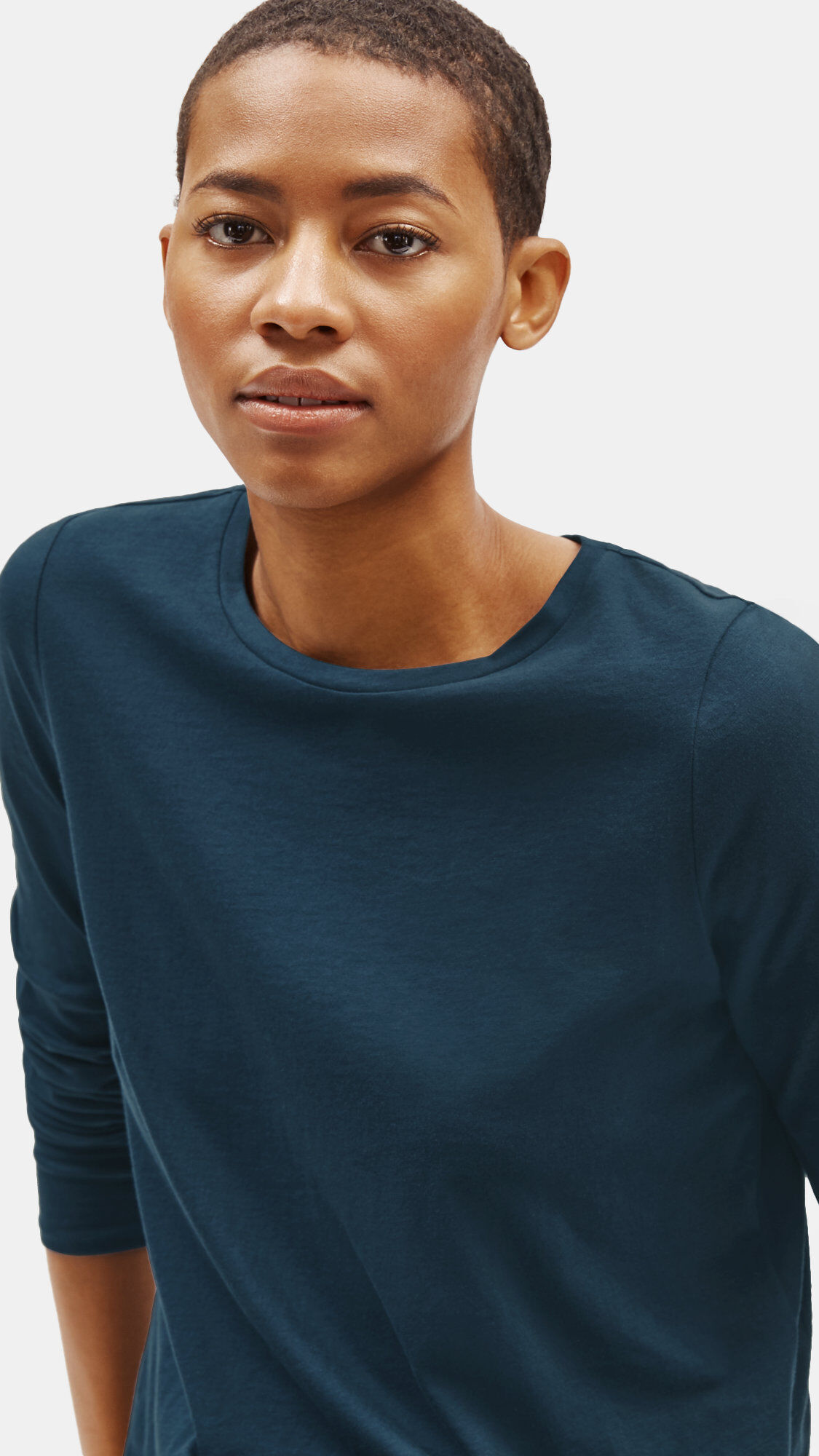 Organic Cotton Jersey Shirttail Hem Tee EILEEN FISHER