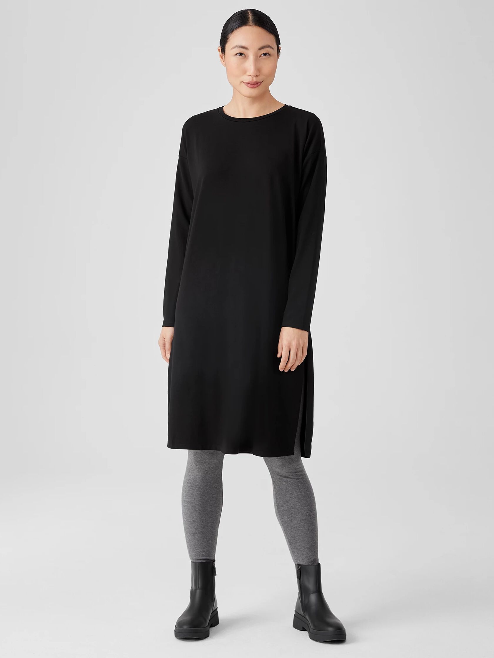 Stretch Jersey Knit Crew Neck Dress