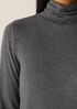 Mélange Sheer Cotton Blend Knit Turtleneck Top