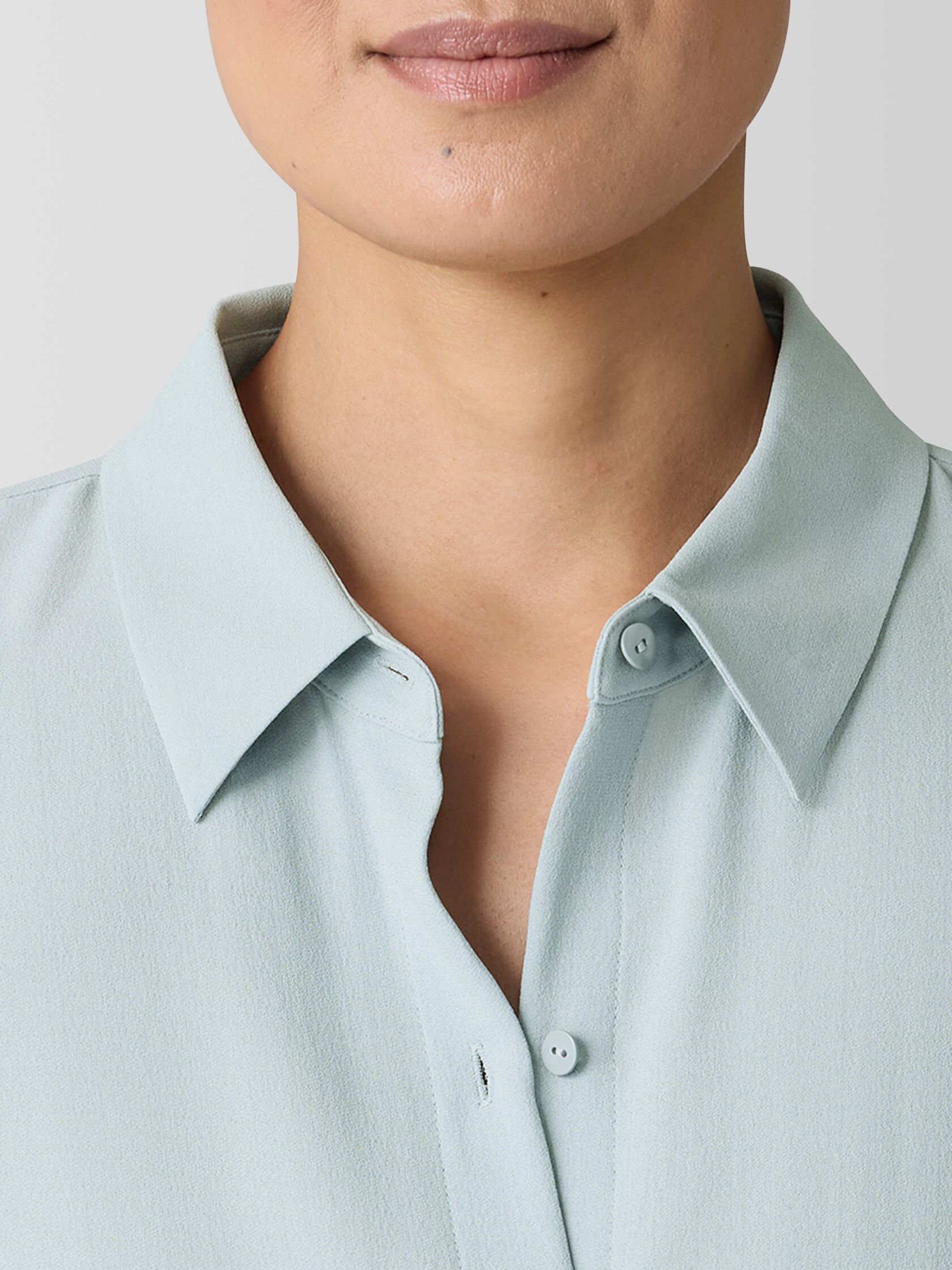 Silk Georgette Crepe Classic Collar Shirt