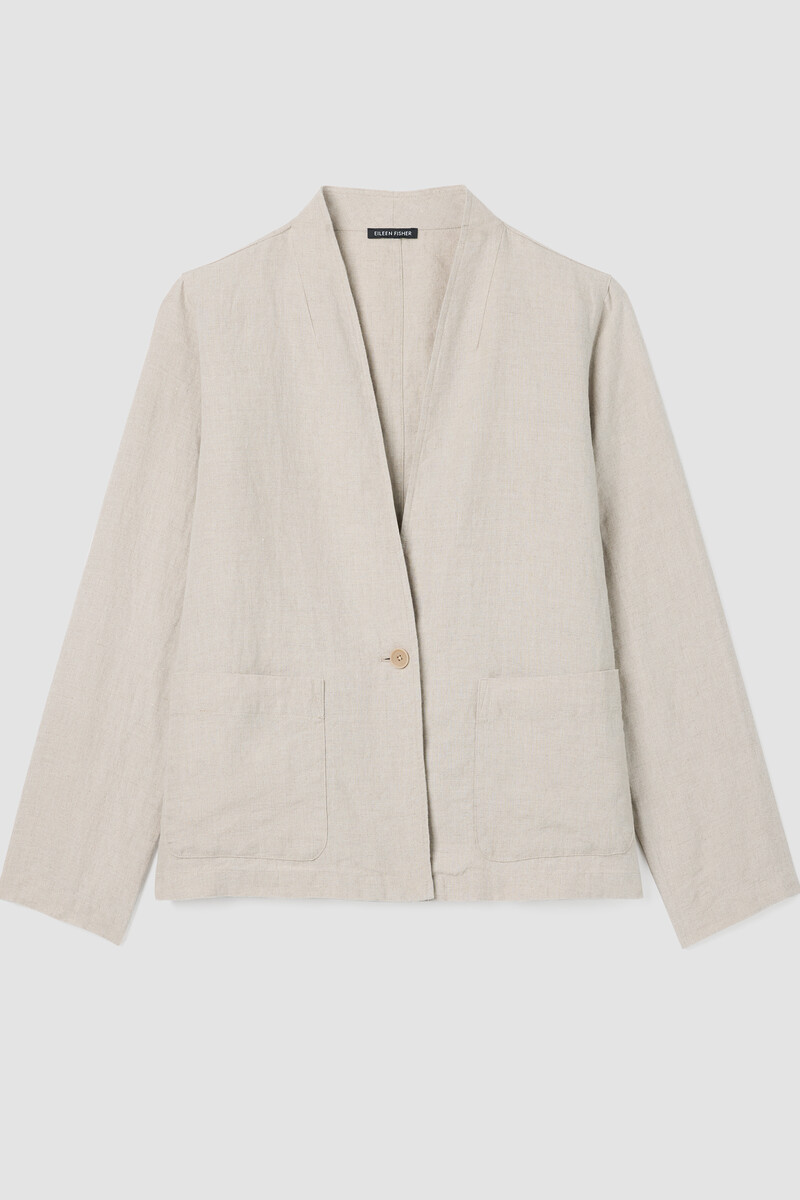 Organic Linen High Collar Jacket Organic Linen High Collar Jacket