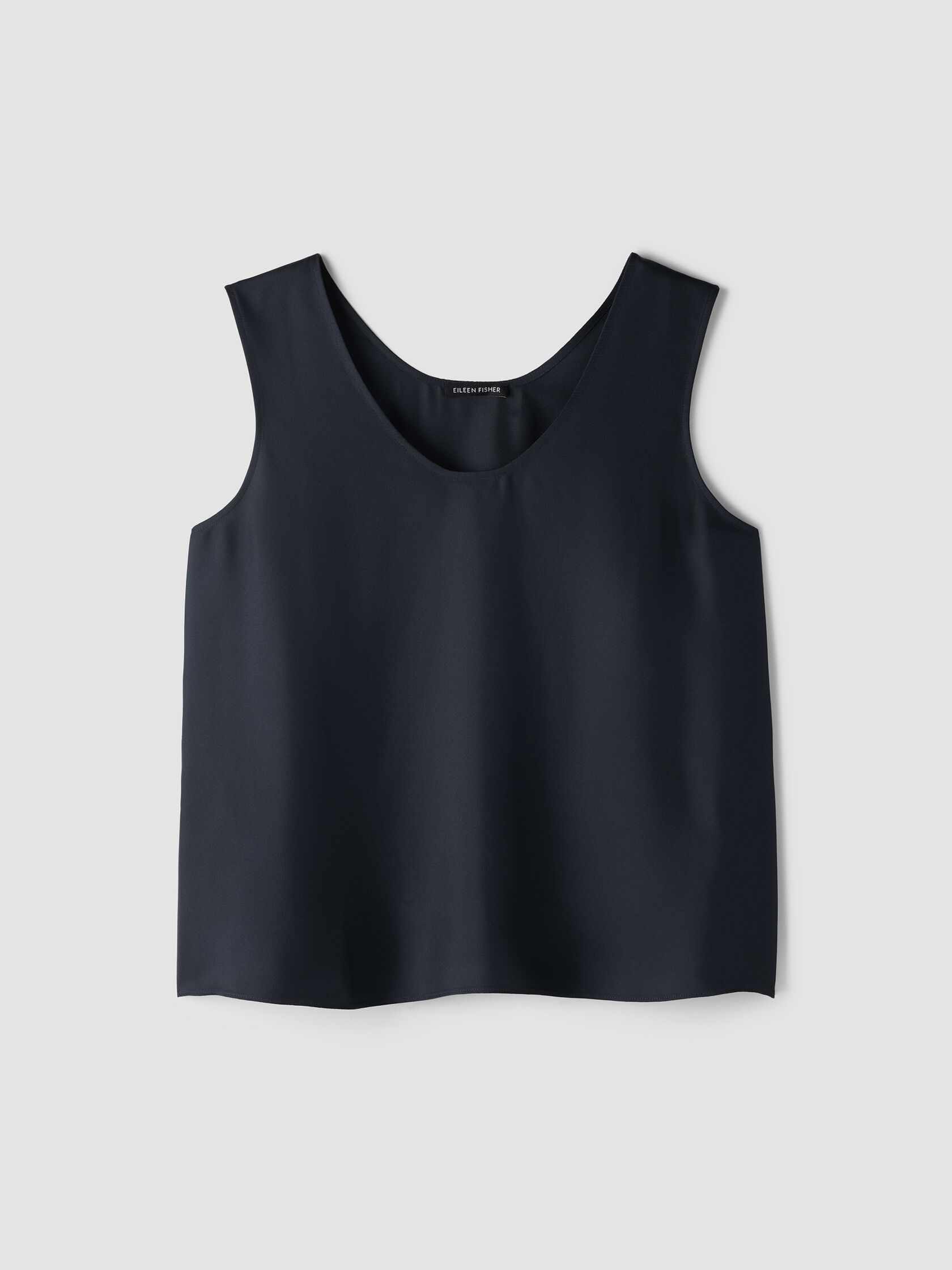 Silk Twill Curved V-Neck Tank