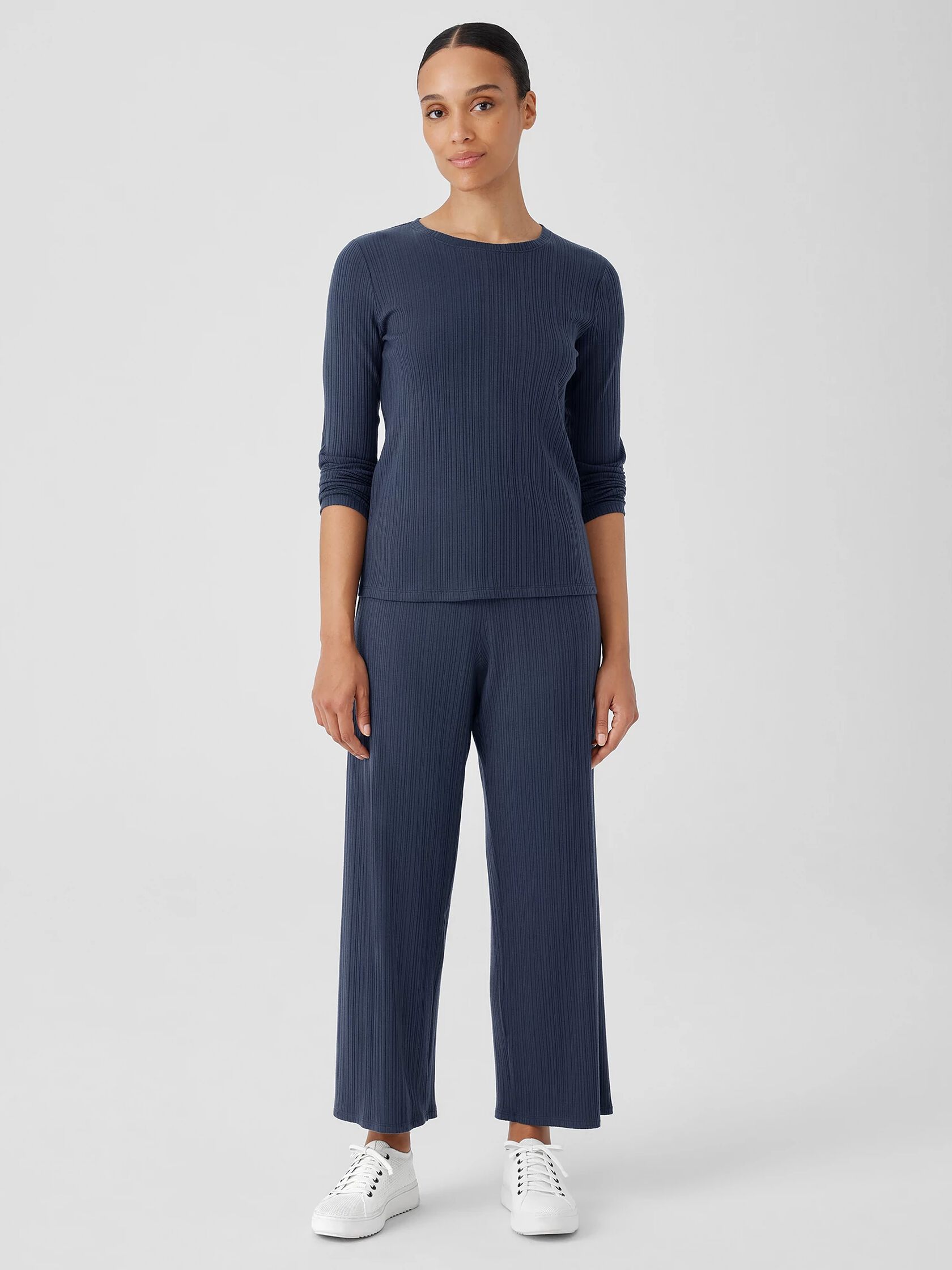 Variegated Rib Knit Wide-Leg Pant