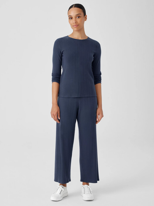 Variegated Rib Knit Wide-Leg Pant