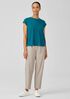 Organic Linen Jersey Shirred-Back Top