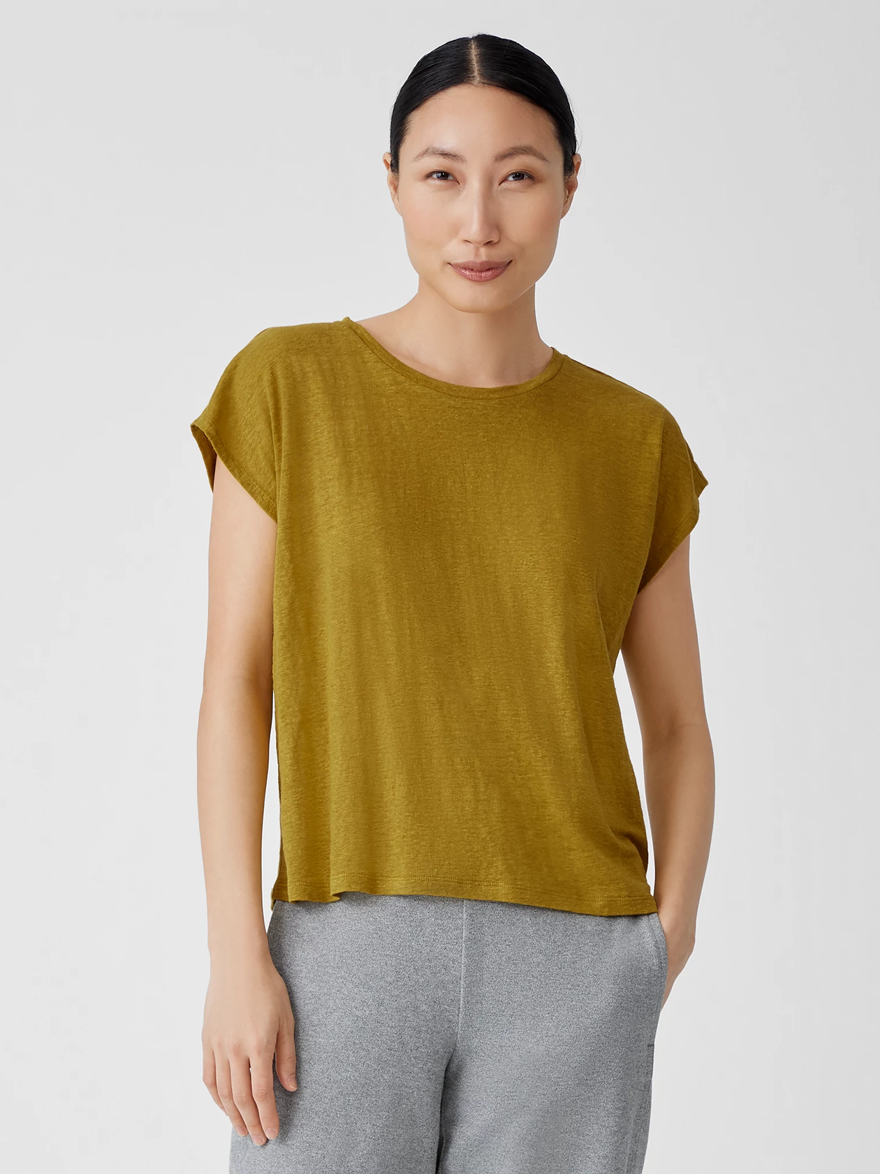 Organic Linen Jersey Square Top EILEEN FISHER