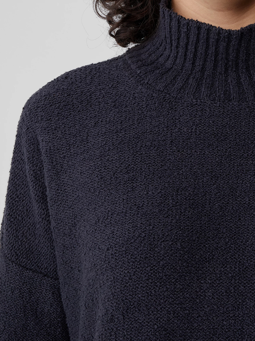 Peruvian Organic Cotton Boucle Turtleneck Box-Top