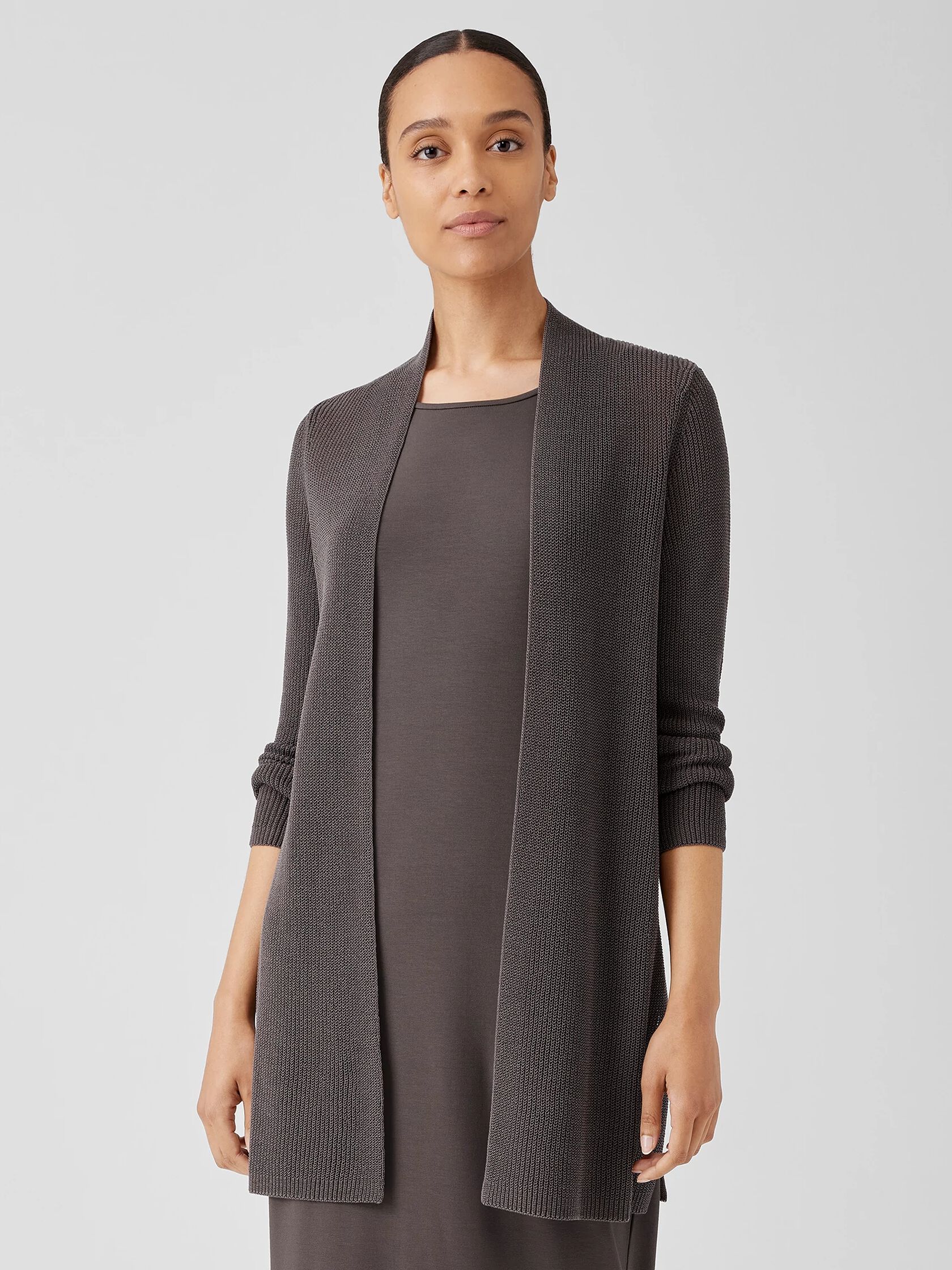 Organic Cotton Silk Cord Long Cardigan
