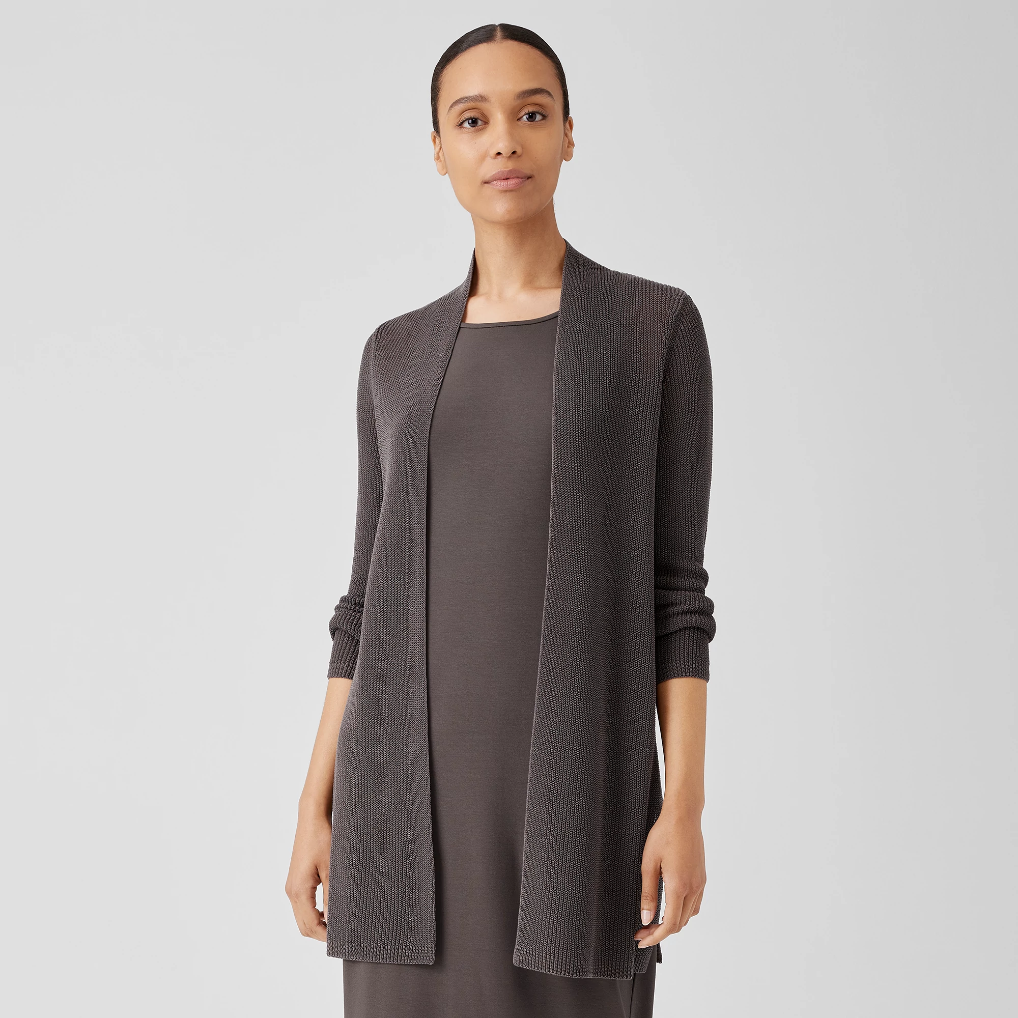 Eileen Fisher Petite Straight Long Cardi Women's Clothing Rye : PM