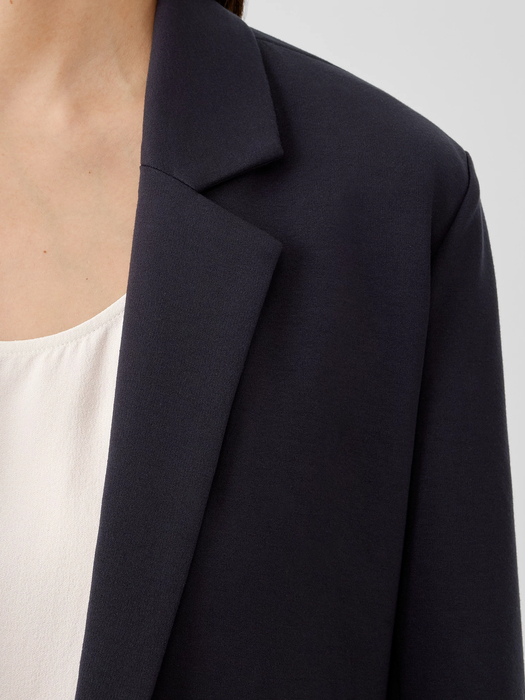 Washable Flex Ponte Notch Collar Long Blazer