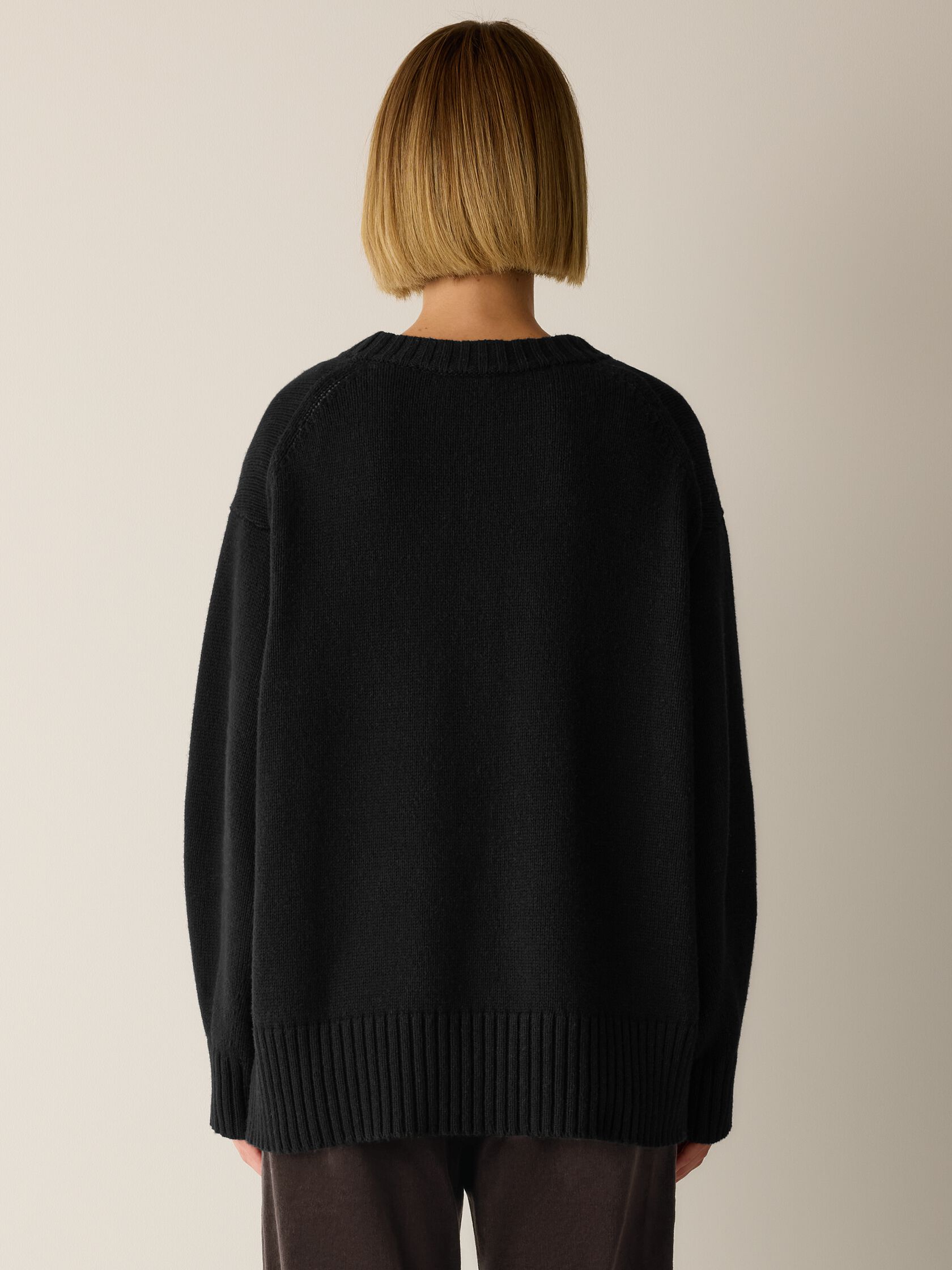 Cotton & Recycled Cashmere Crew Neck Long Top