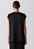 Striated Silk Satin Bateau Neck Top