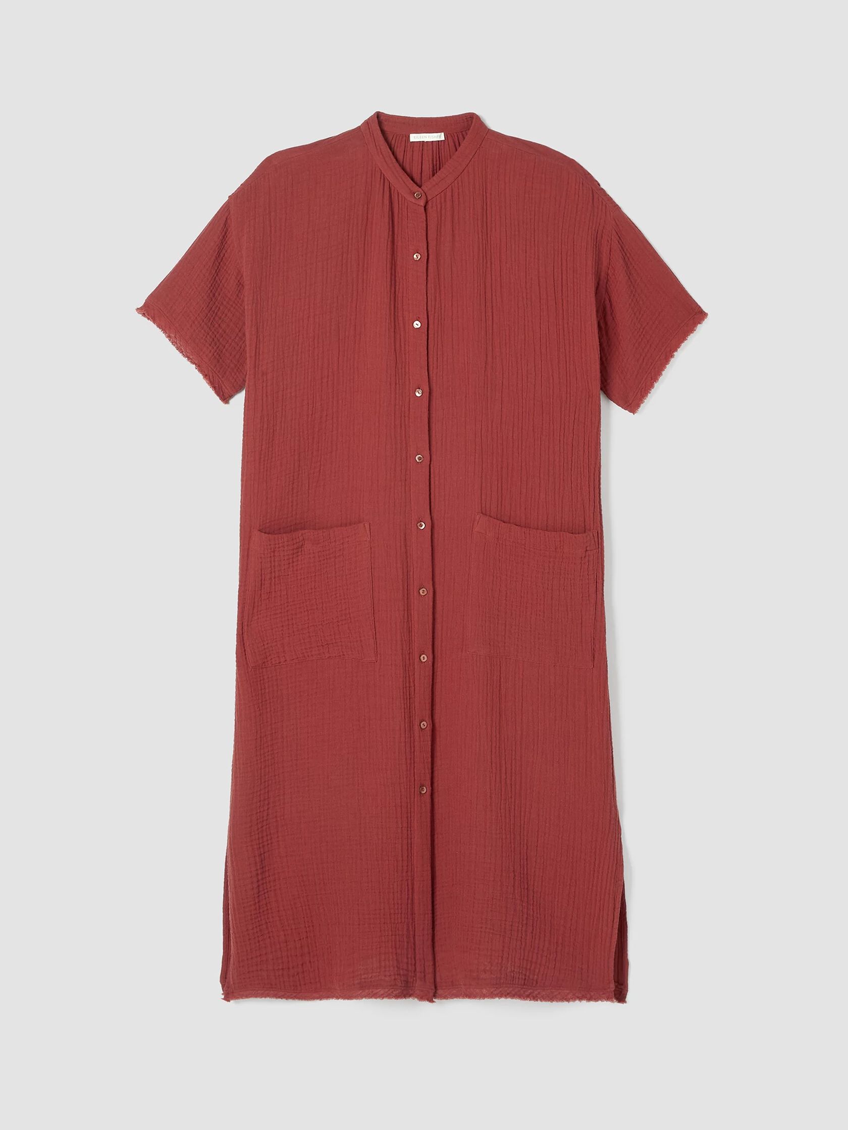 Organic Cotton Gauze Mandarin Collar Dress