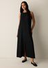 Woven Pliss&eacute; Round Neck Dress