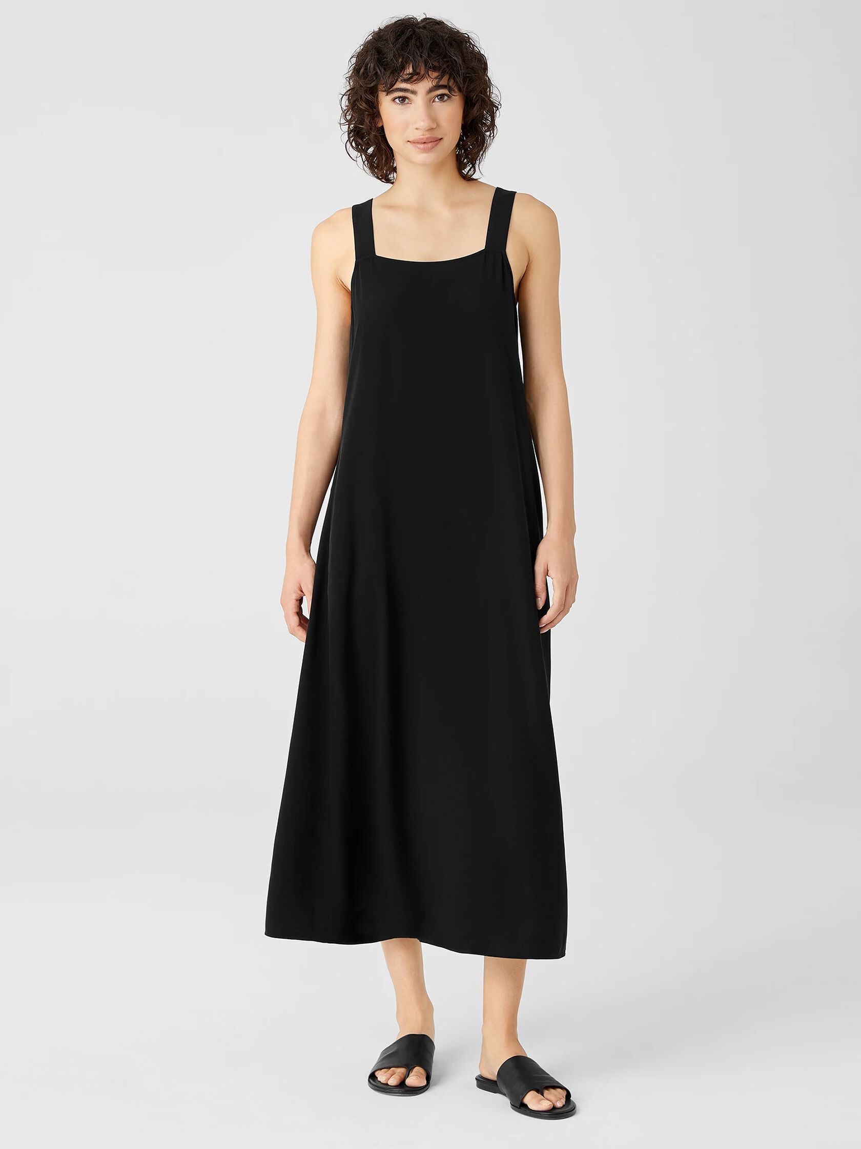 Silk Georgette Crepe Square Neck Dress
