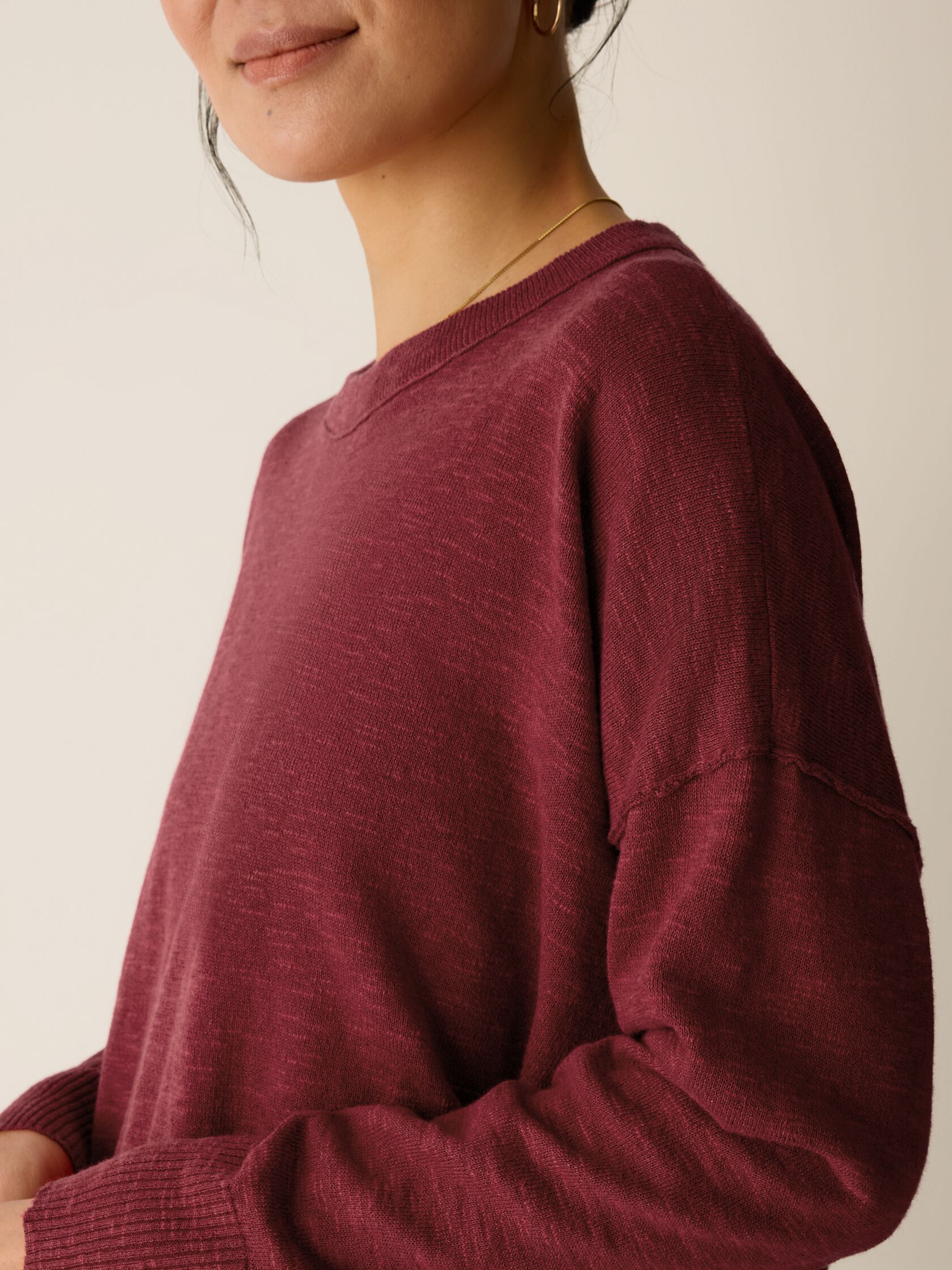 Organic Linen Cotton Slub Crew Neck Top