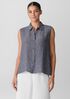 Puckered Organic Linen Sleeveless Shirt