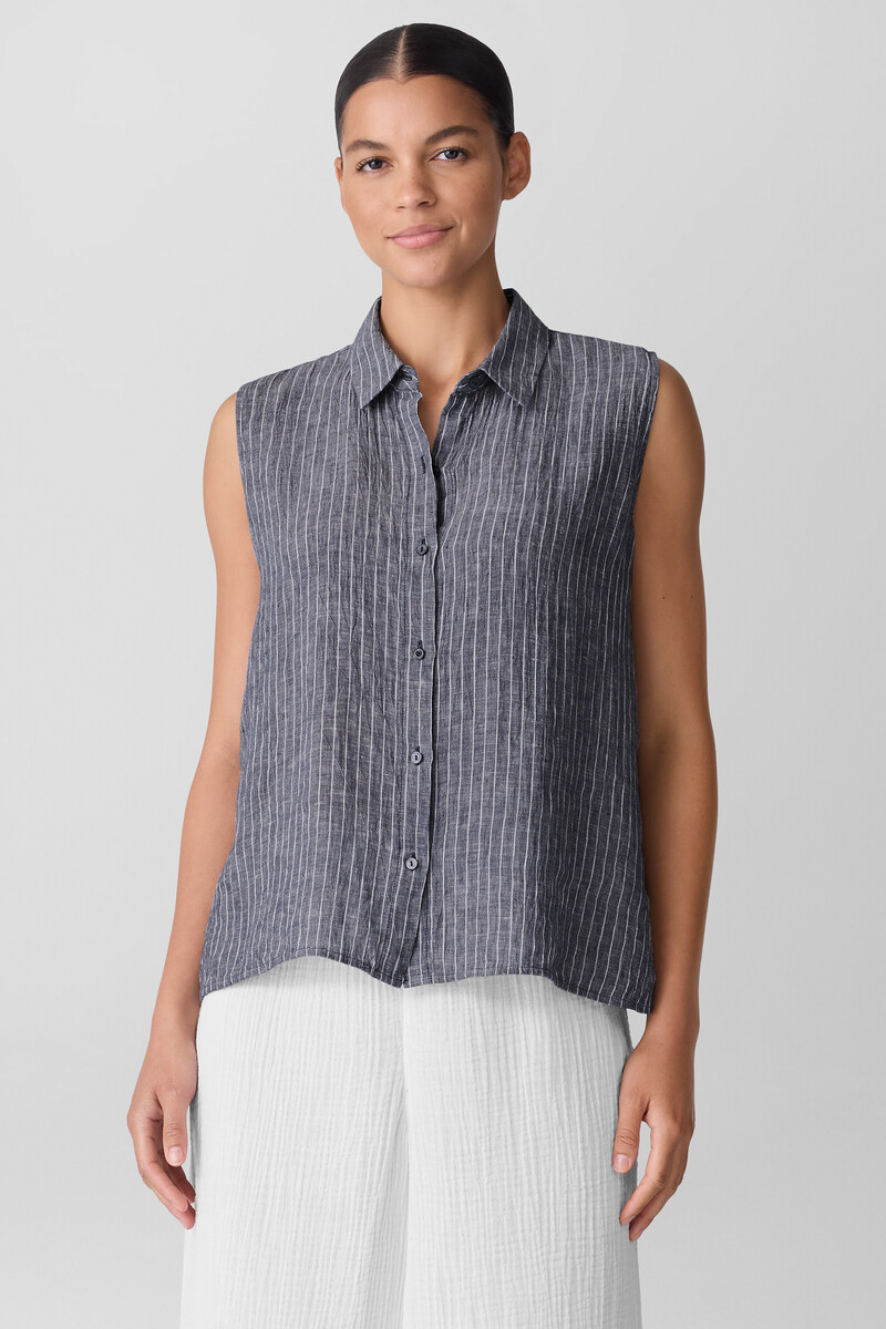 Puckered Organic Linen Sleeveless Shirt Puckered Organic Linen Sleeveless Shirt