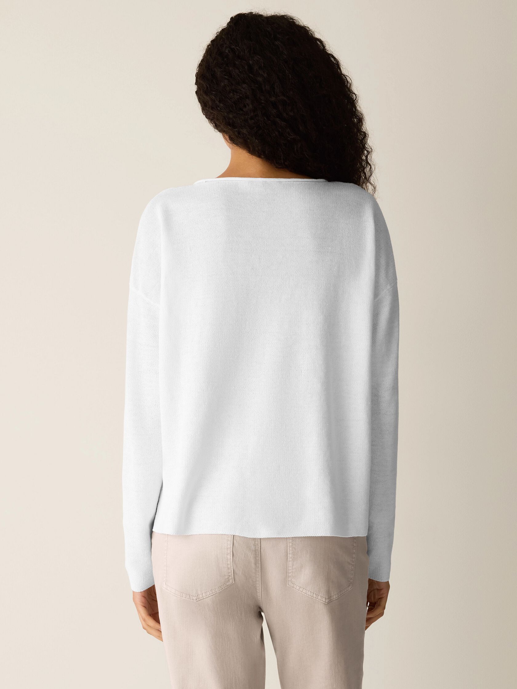 Organic Linen Cotton Jewel Neck Box-Top