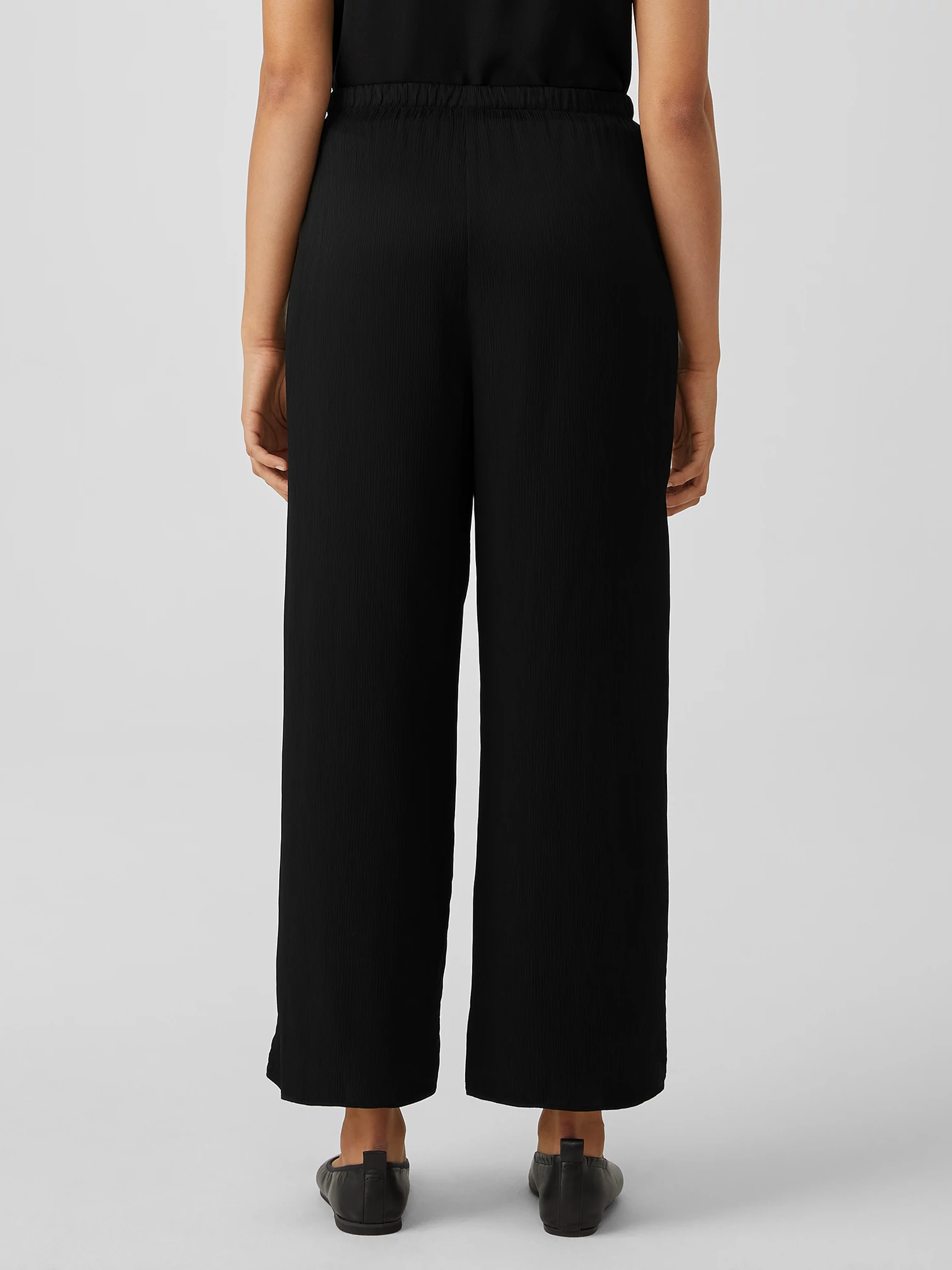 Cupro shrink wide slit pants