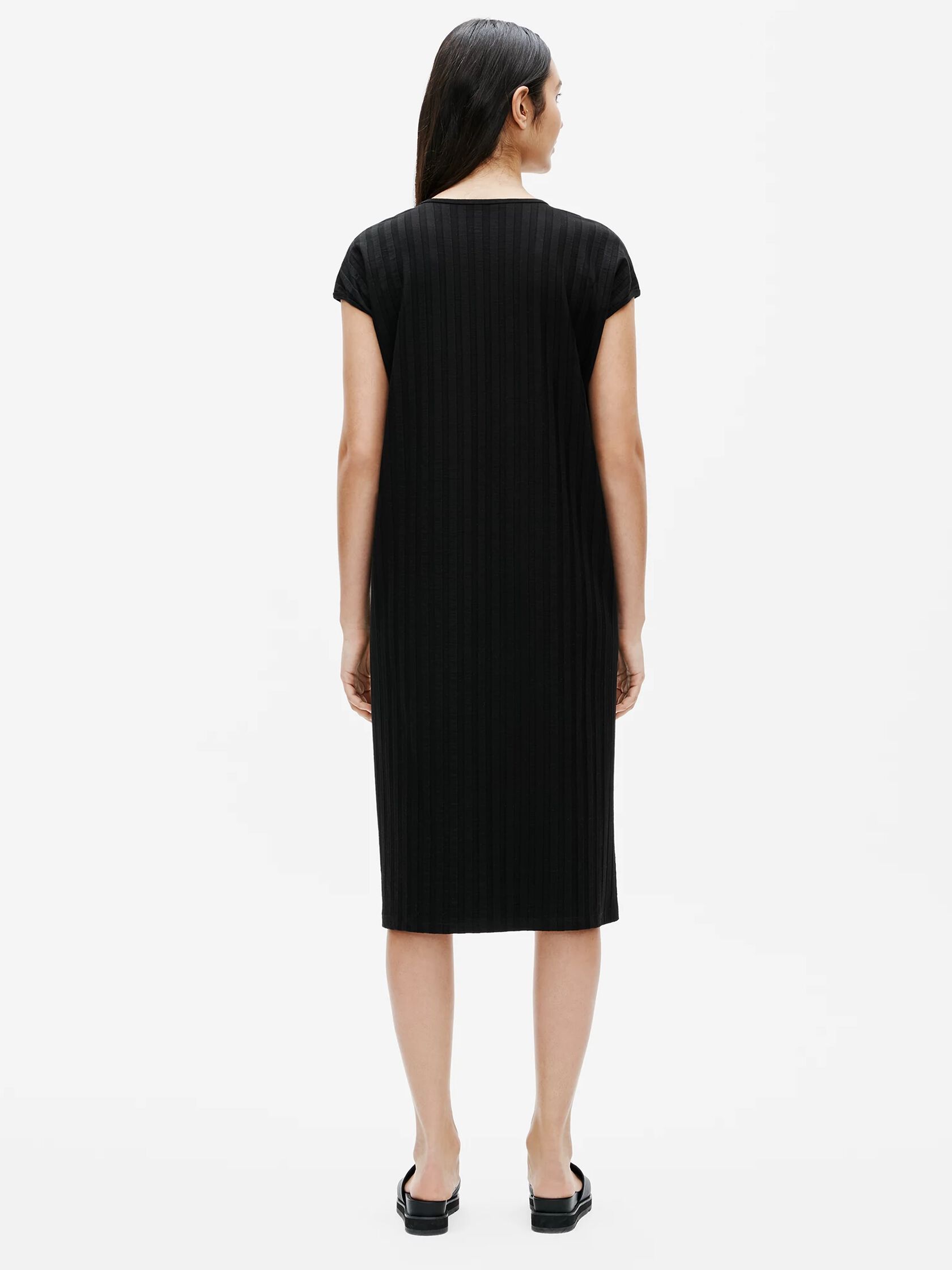 Wide Rib Stretch V-Neck Dress