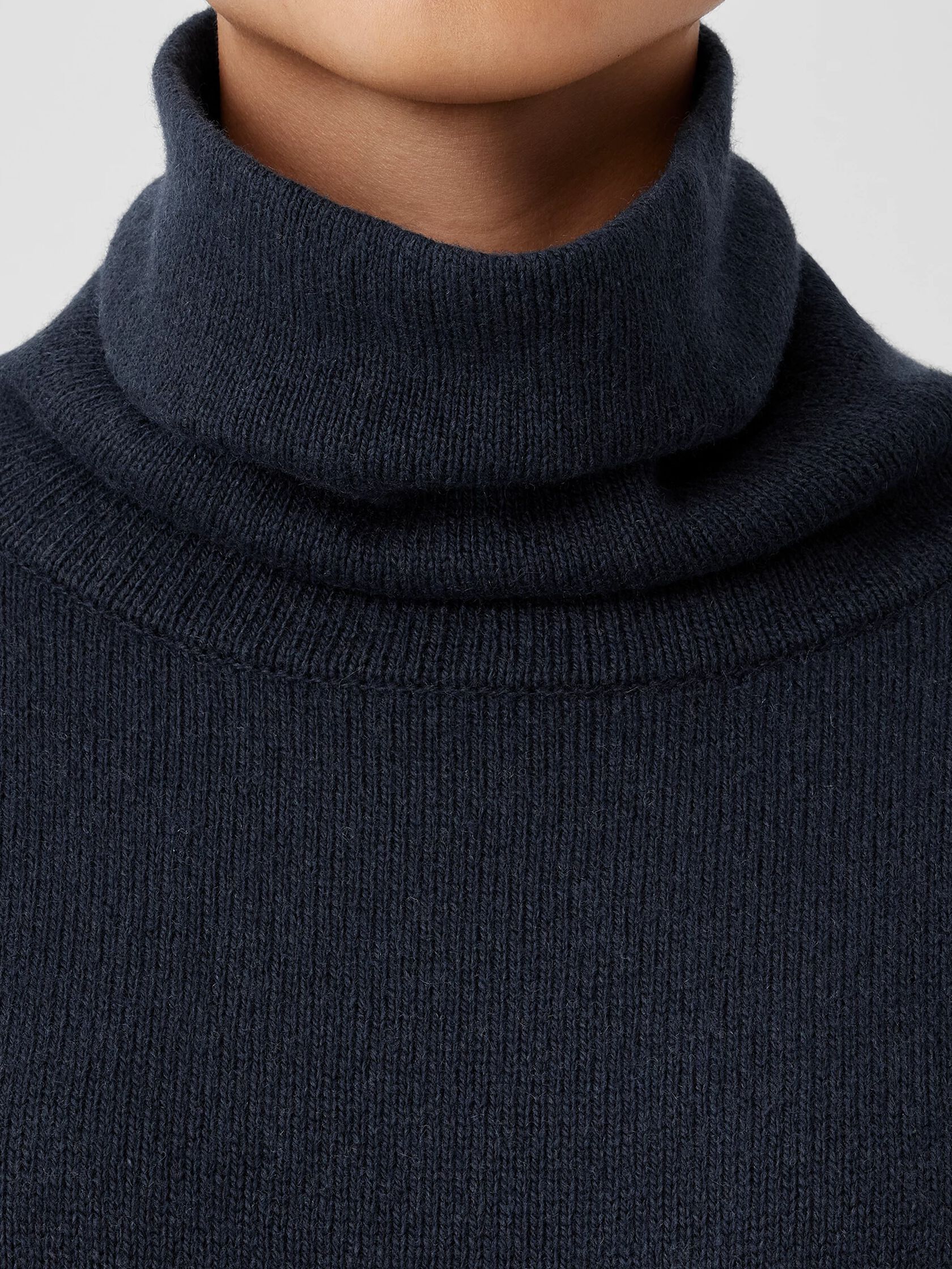 Cotton and Recycled Cashmere Turtleneck Long Top