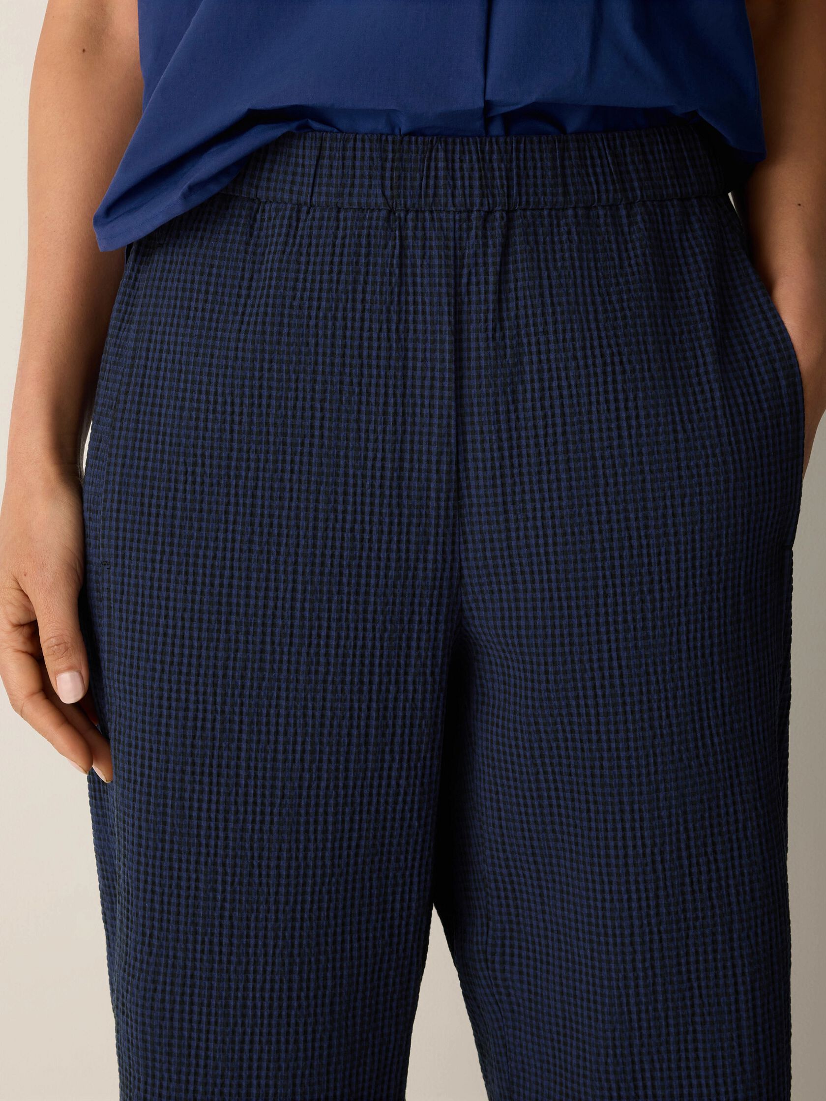 Organic Cotton Pucker Check Lantern Pant