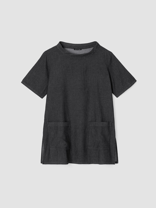 Eileen Fisher Womens Split Hem Organic Cotton Tunic Top, Black Eileen Fisher Womens Split Hem Organic Cotton Tunic Top, Black