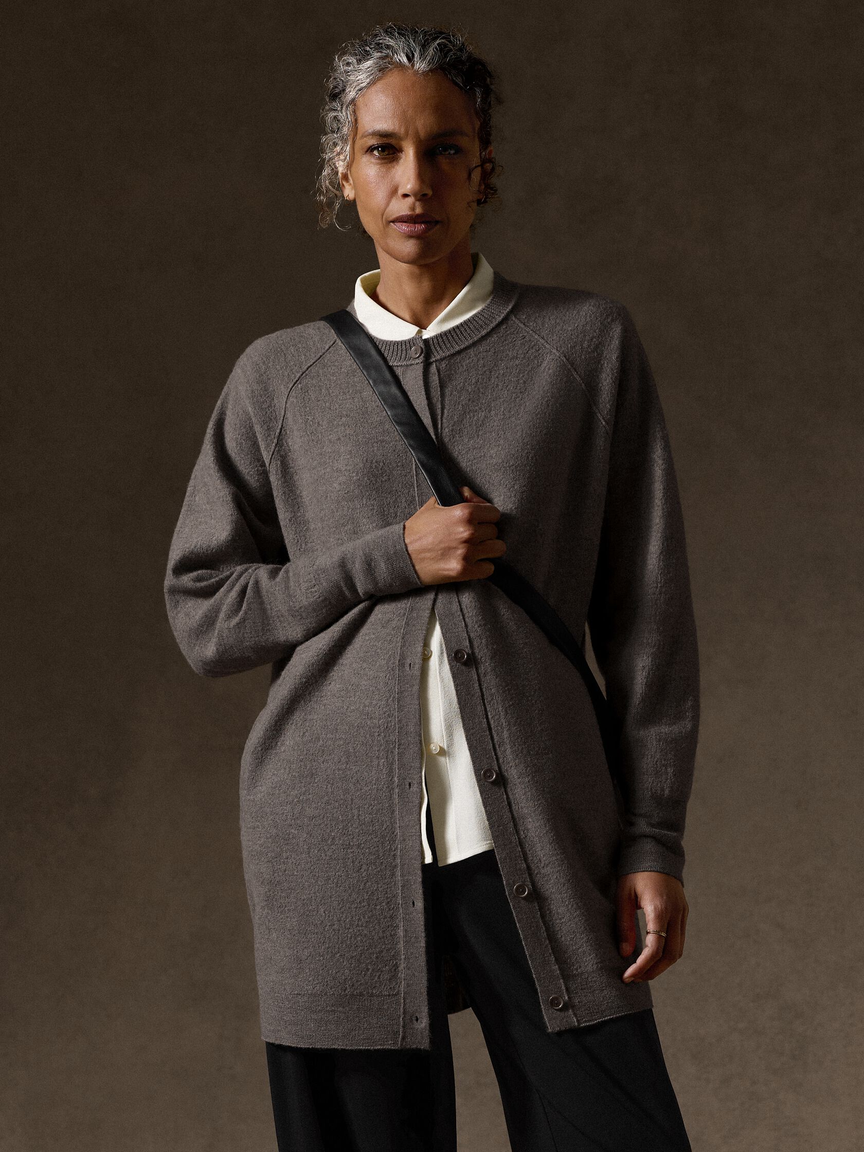 Fine Felted Wool Long Cardigan in Regenerative Wool