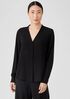 Silk Georgette Crepe V-Neck Shirt