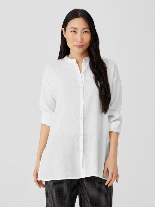 Organic Handkerchief Linen Mandarin Collar Shirt