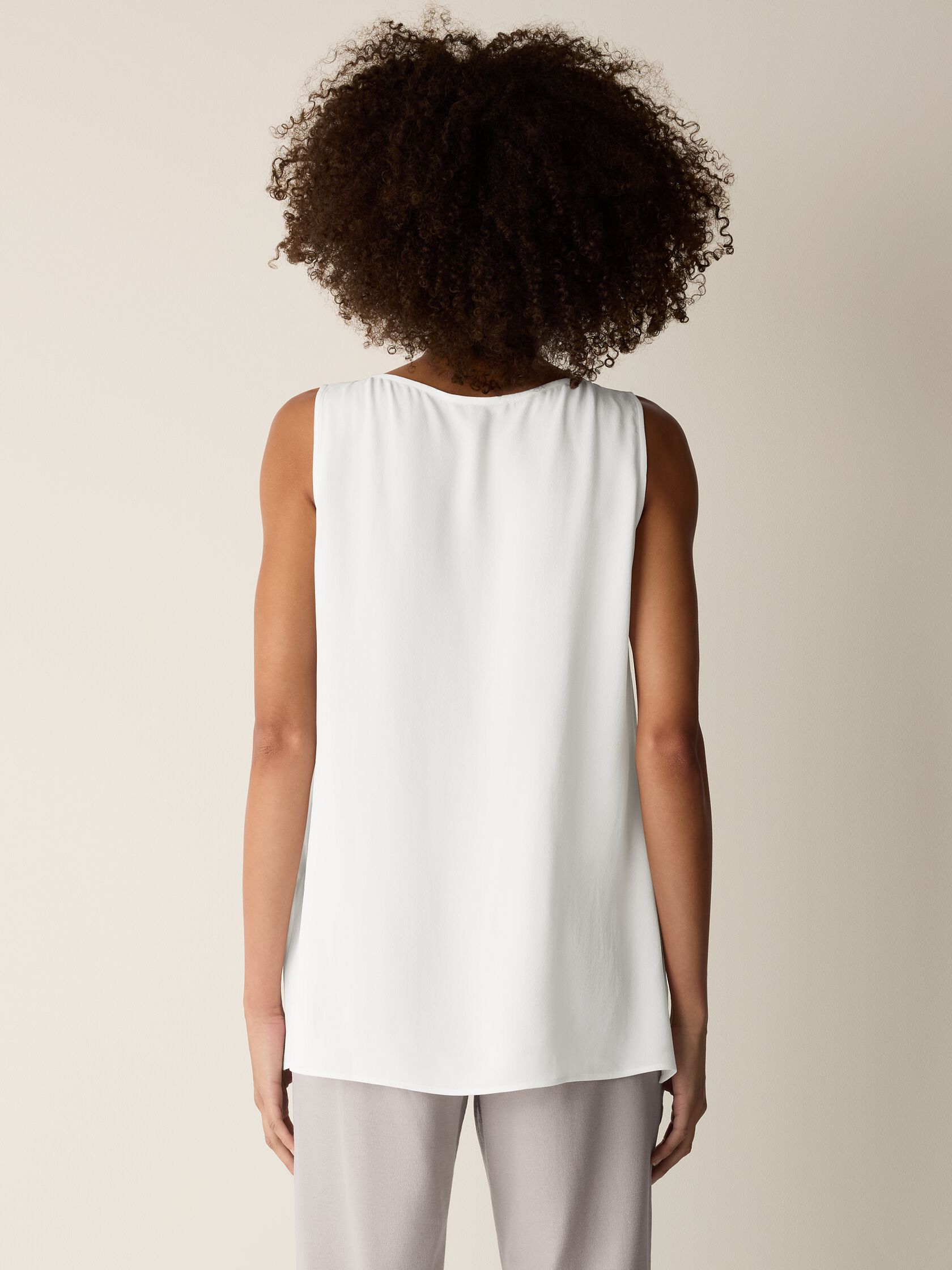 Silk Georgette Crepe Ballet Neck Long Tank