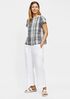 Organic Linen Cotton Plaid Bateau Neck Top