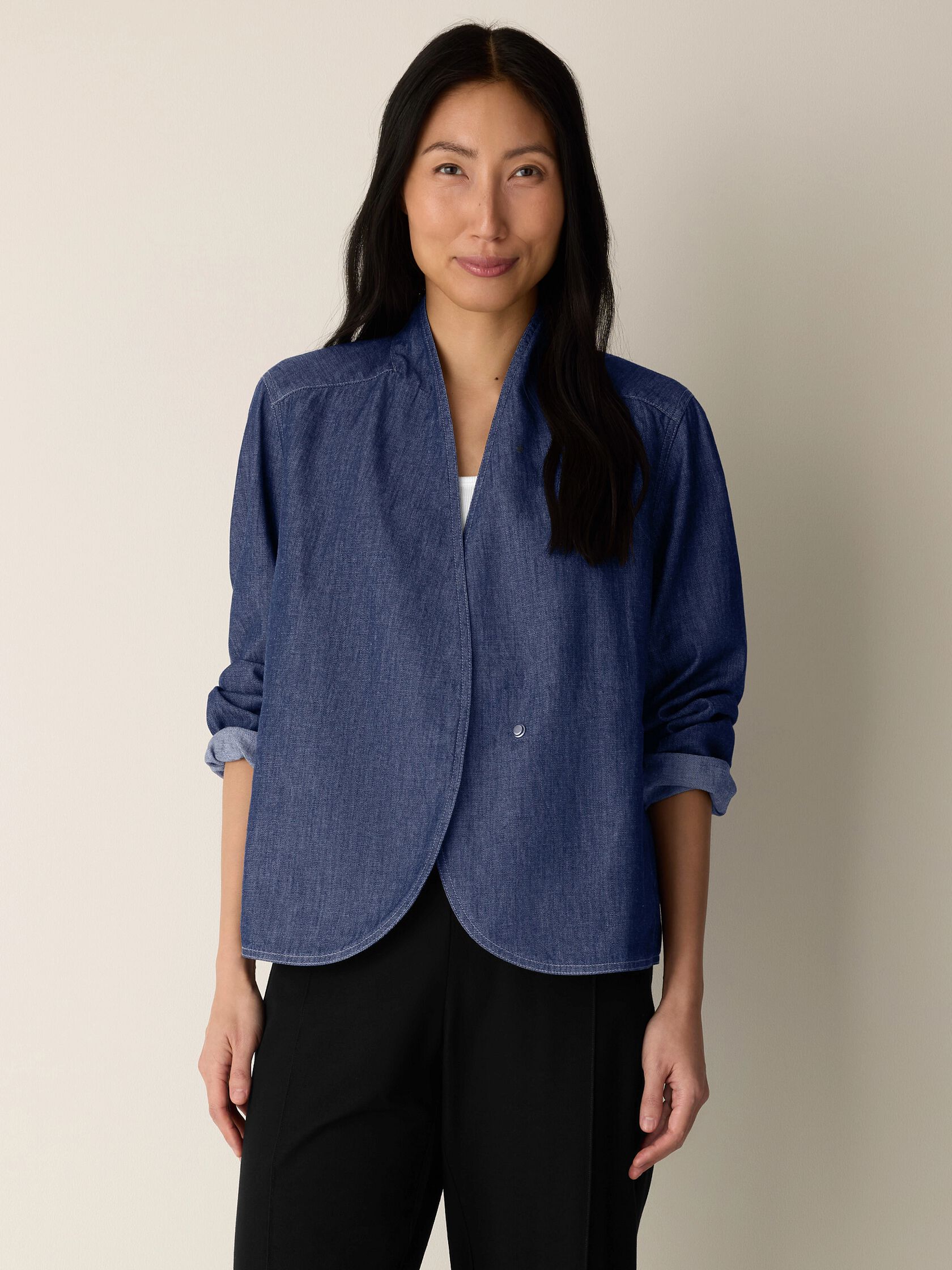Lightweight Organic Cotton Denim Curved Jacket